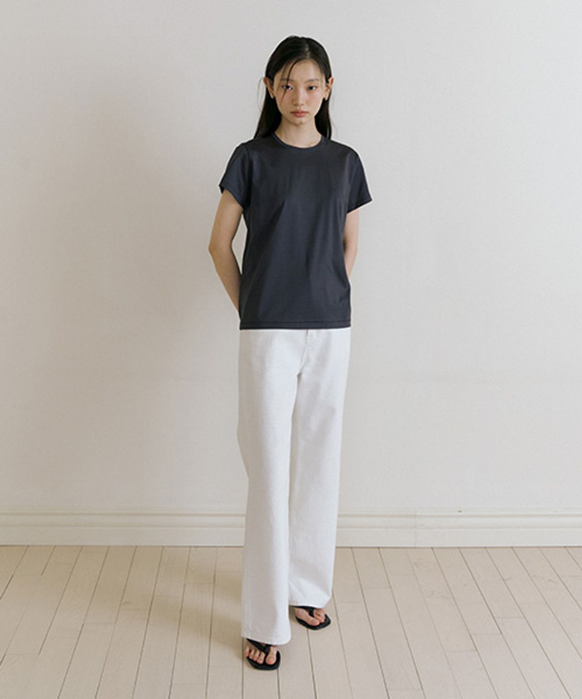 링서울(LINGSEOUL) essential silket t-shirts-charcoal