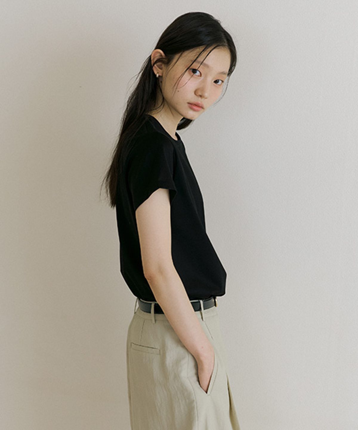링서울(LINGSEOUL) essential silket t-shirts-black