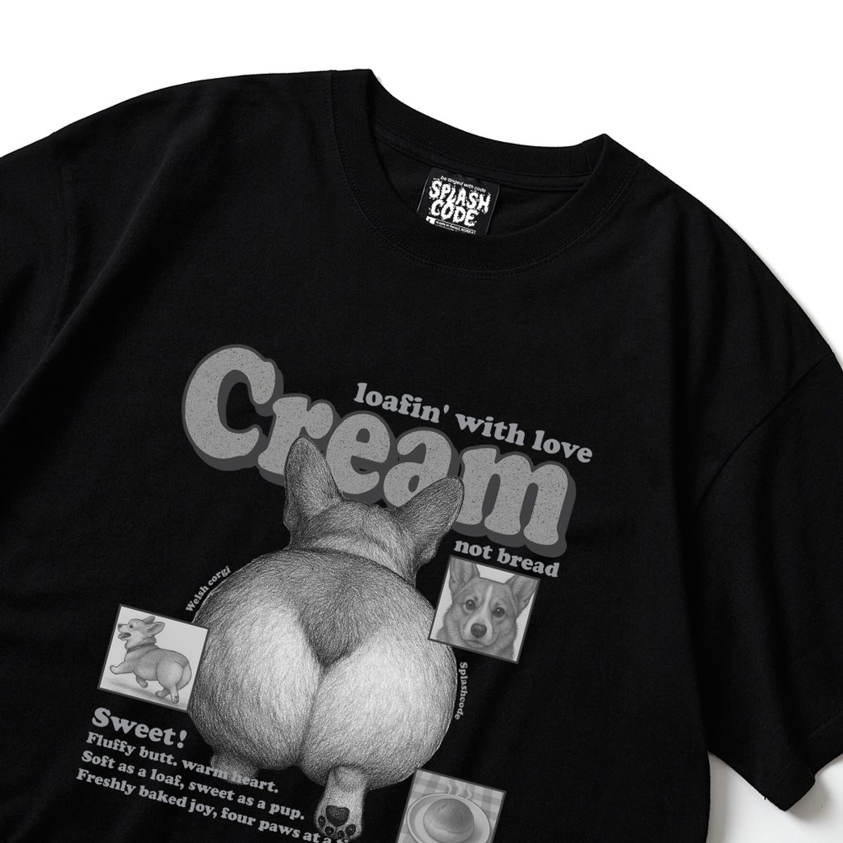 스플래시코드(SPLASHCODE) 반팔 티셔츠 블랙 - 크림빵(Cream Bread)