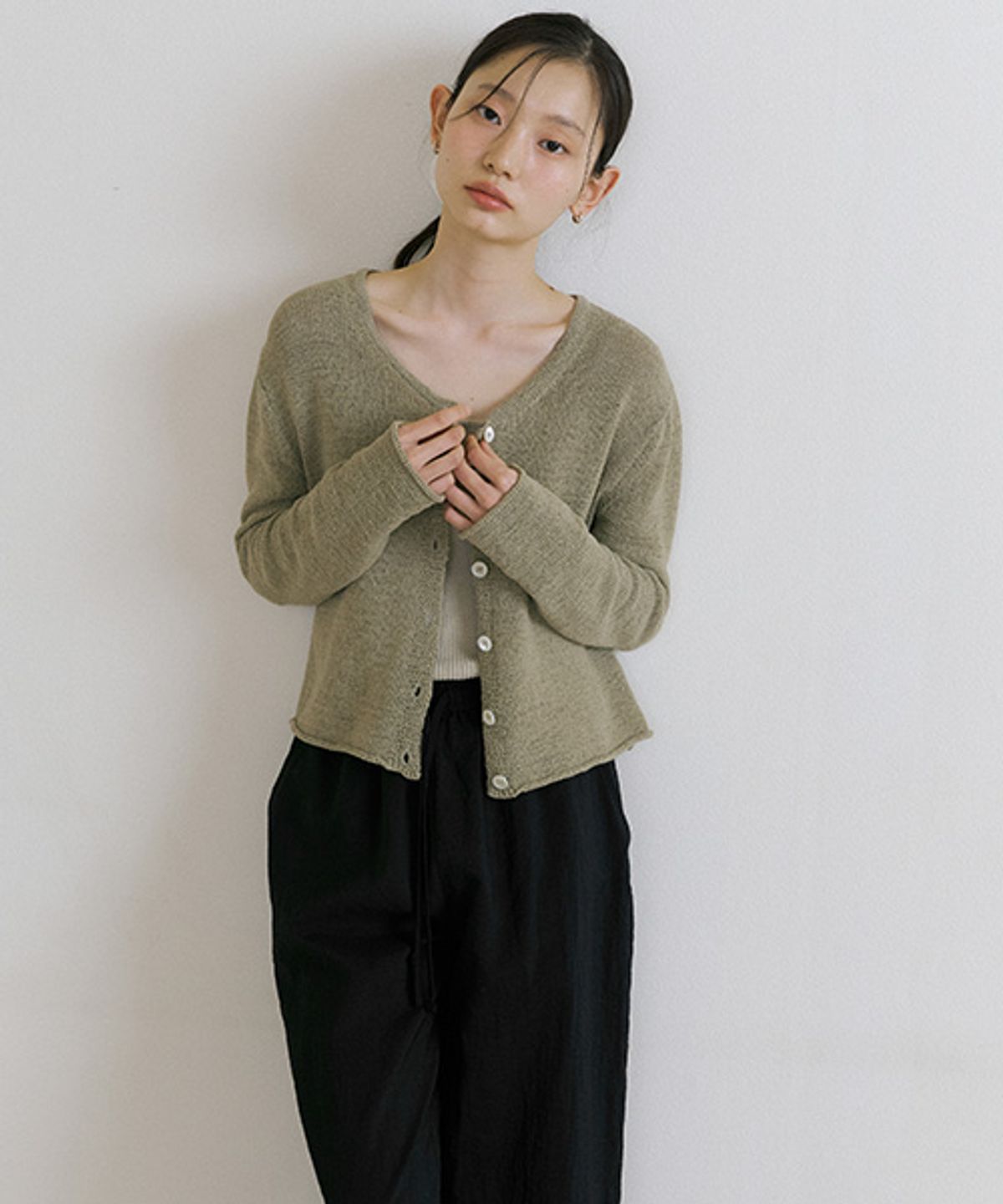 링서울(LINGSEOUL) summer crease banding pants-black
