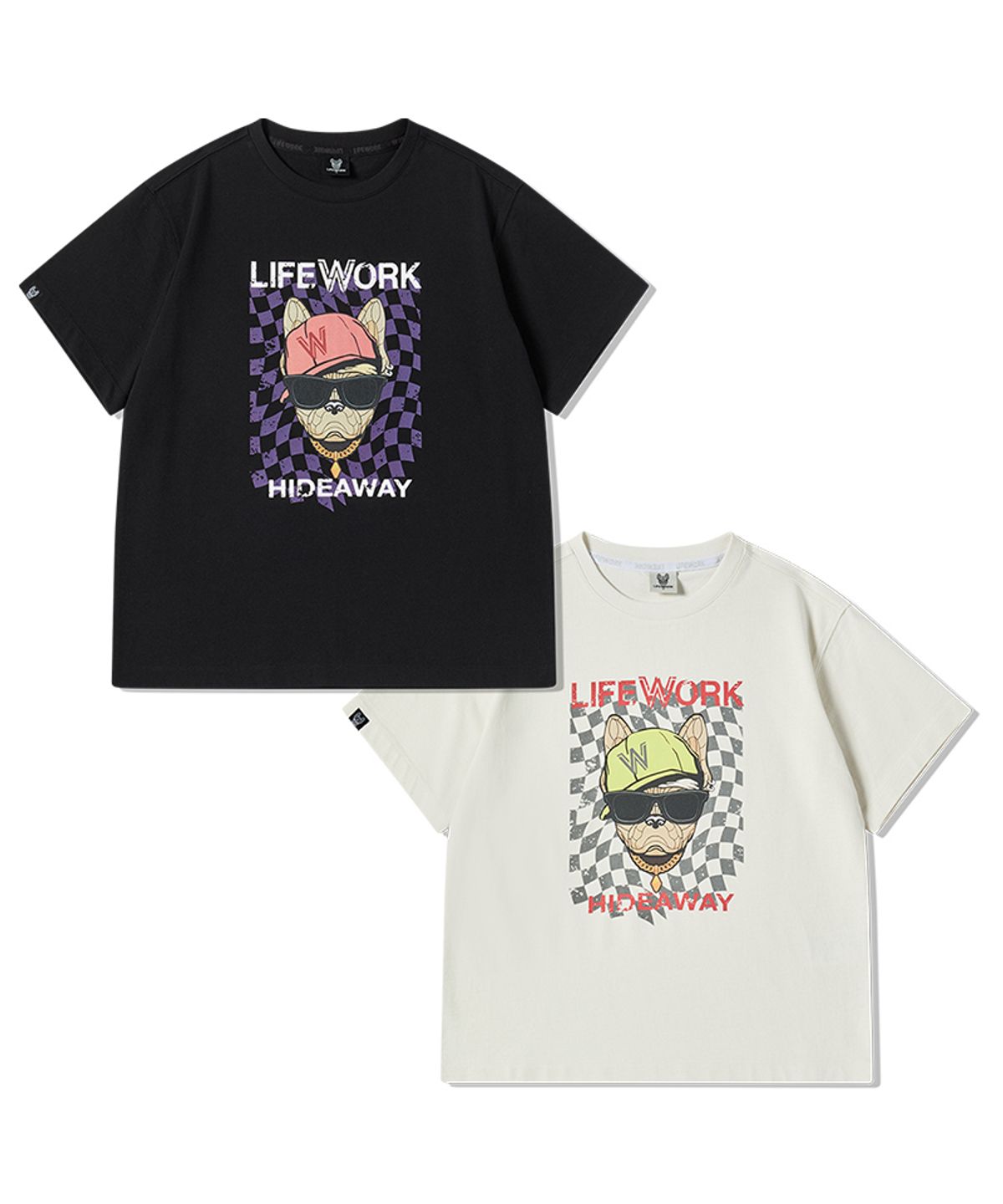 라이프워크 키즈(LIFEWORK KIDS) 키즈) 체커보드 힙독 반팔 티셔츠