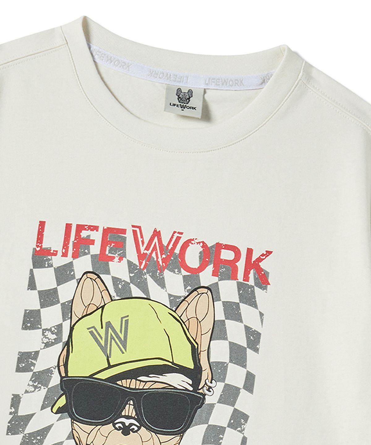 라이프워크 키즈(LIFEWORK KIDS) 키즈) 체커보드 힙독 반팔 티셔츠