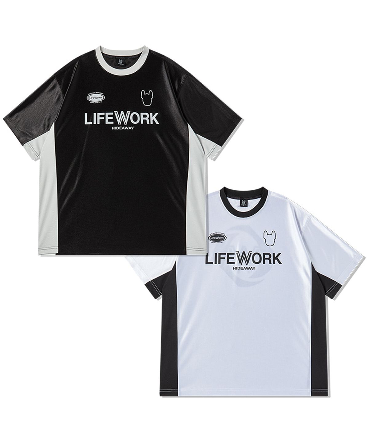 라이프워크(LIFEWORK) 블록코어 사이바 배색 반팔 티셔츠
