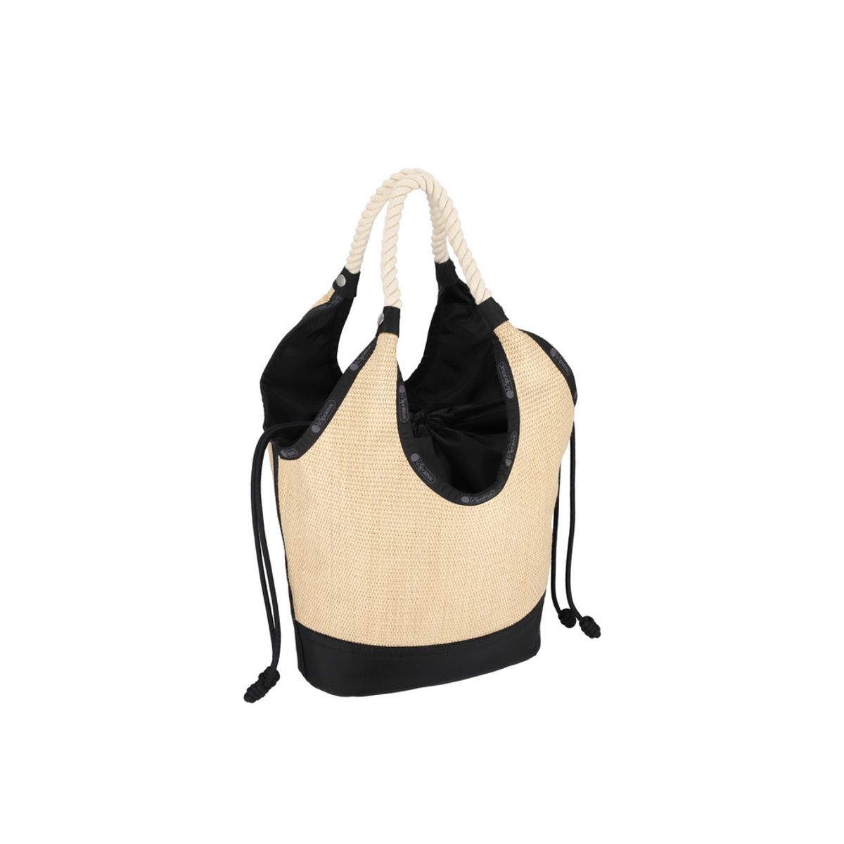 레스포색(LESPORTSAC) 블랙 라피아 라지 다이아몬드 토트백 [1027.LB21]