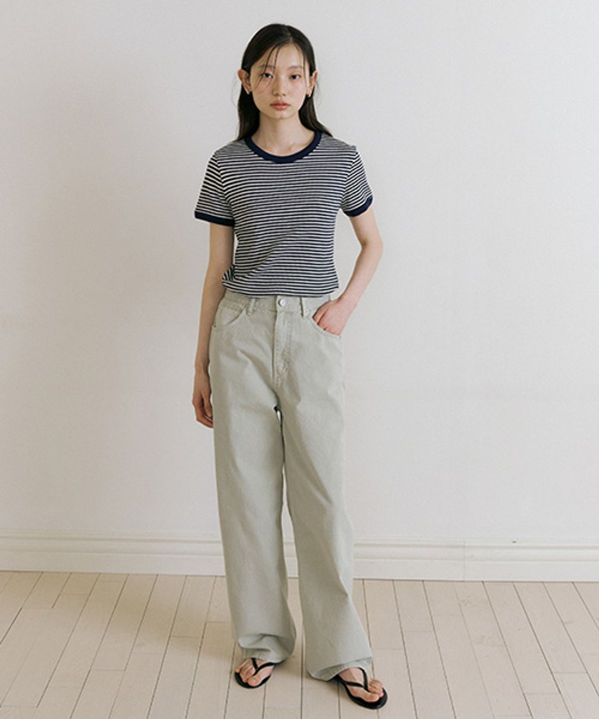 링서울(LINGSEOUL) stripe linger t-shirts-ivory/navy