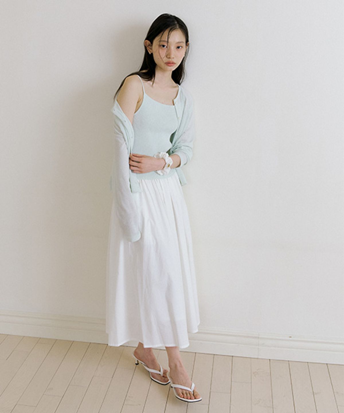 링서울(LINGSEOUL) cotton blended ribbed sleeveless top-mint