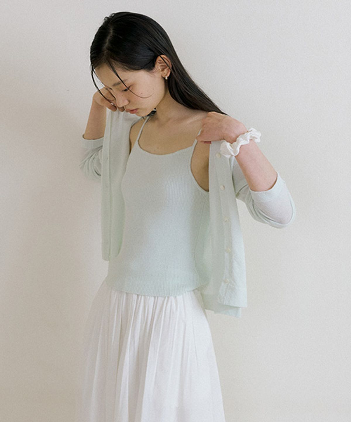 링서울(LINGSEOUL) cotton blended ribbed sleeveless top-mint