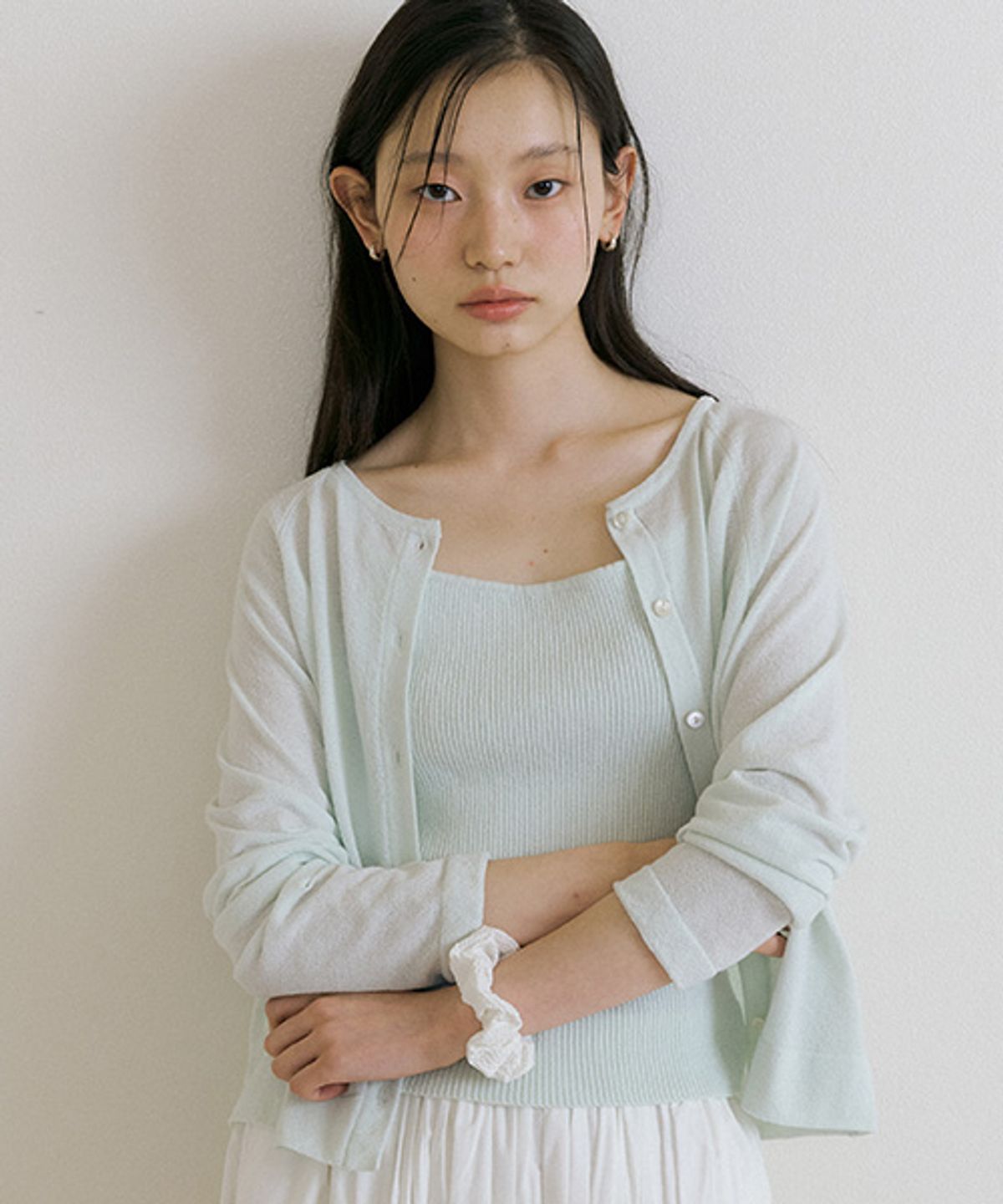 링서울(LINGSEOUL) cotton blended ribbed sleeveless top-mint