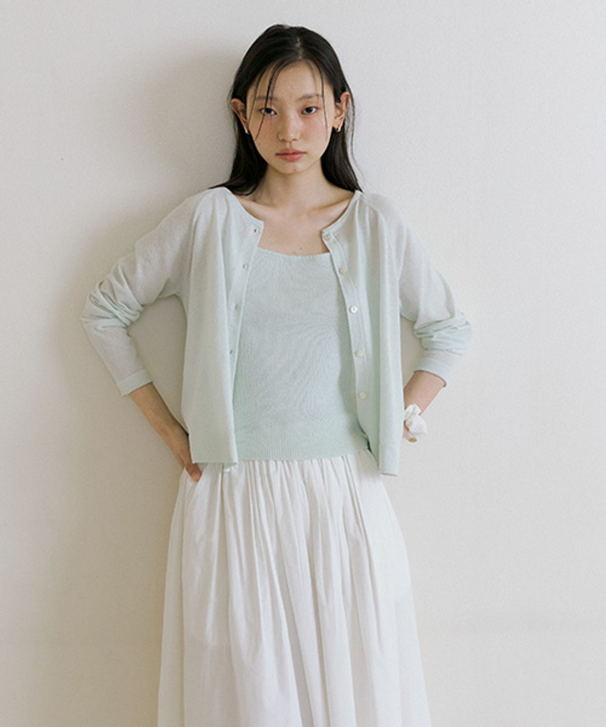 링서울(LINGSEOUL) cotton blended ribbed sleeveless top-mint