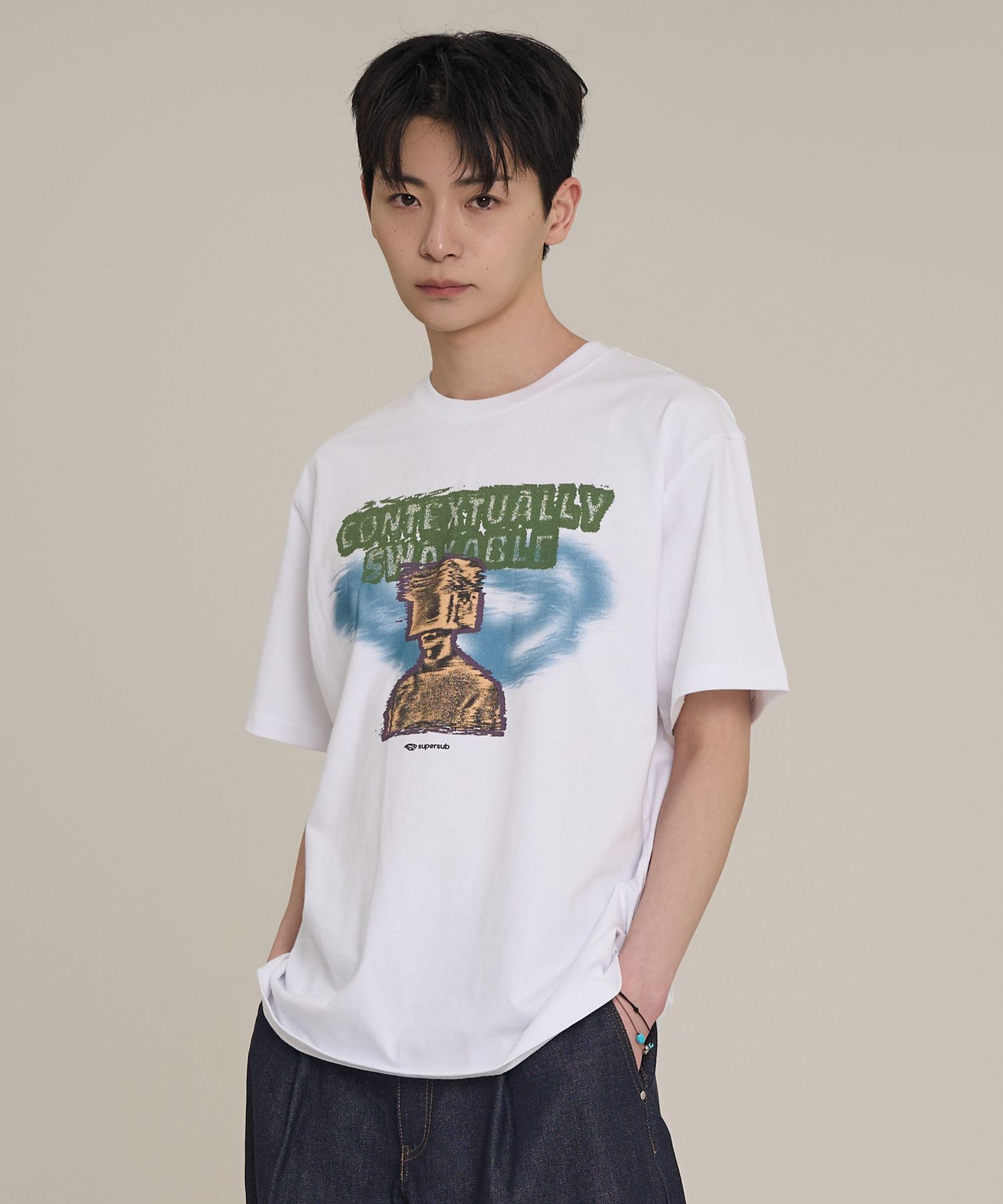 SUPERSUB ♥ Square Man Short Sleeve T-Shirt MUSINSA公式 | SUPERSUB Square Man Short Sleeve T-Shirt