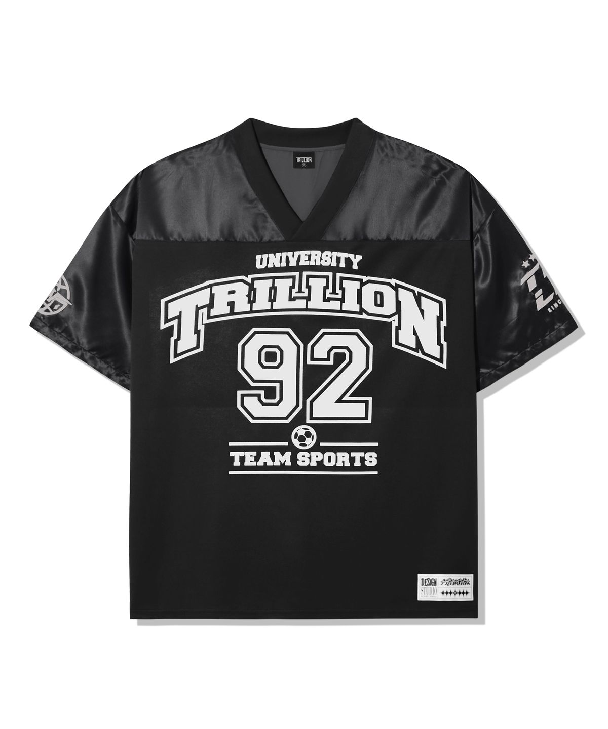 트릴리온(TRILLION) 메쉬 풋볼 그래픽 저지 하프 슬리브 [블랙]