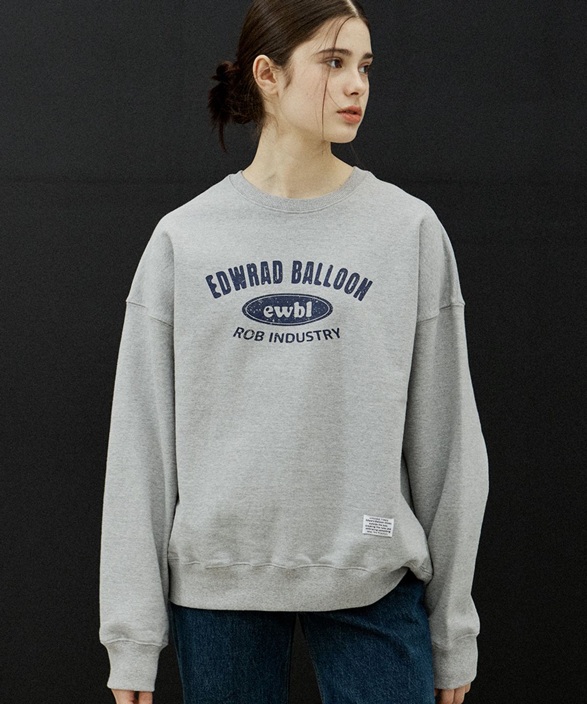 에드워드벌룬(EDWARD BALLOON) Sweatshirt with Crack logo - Melange gray