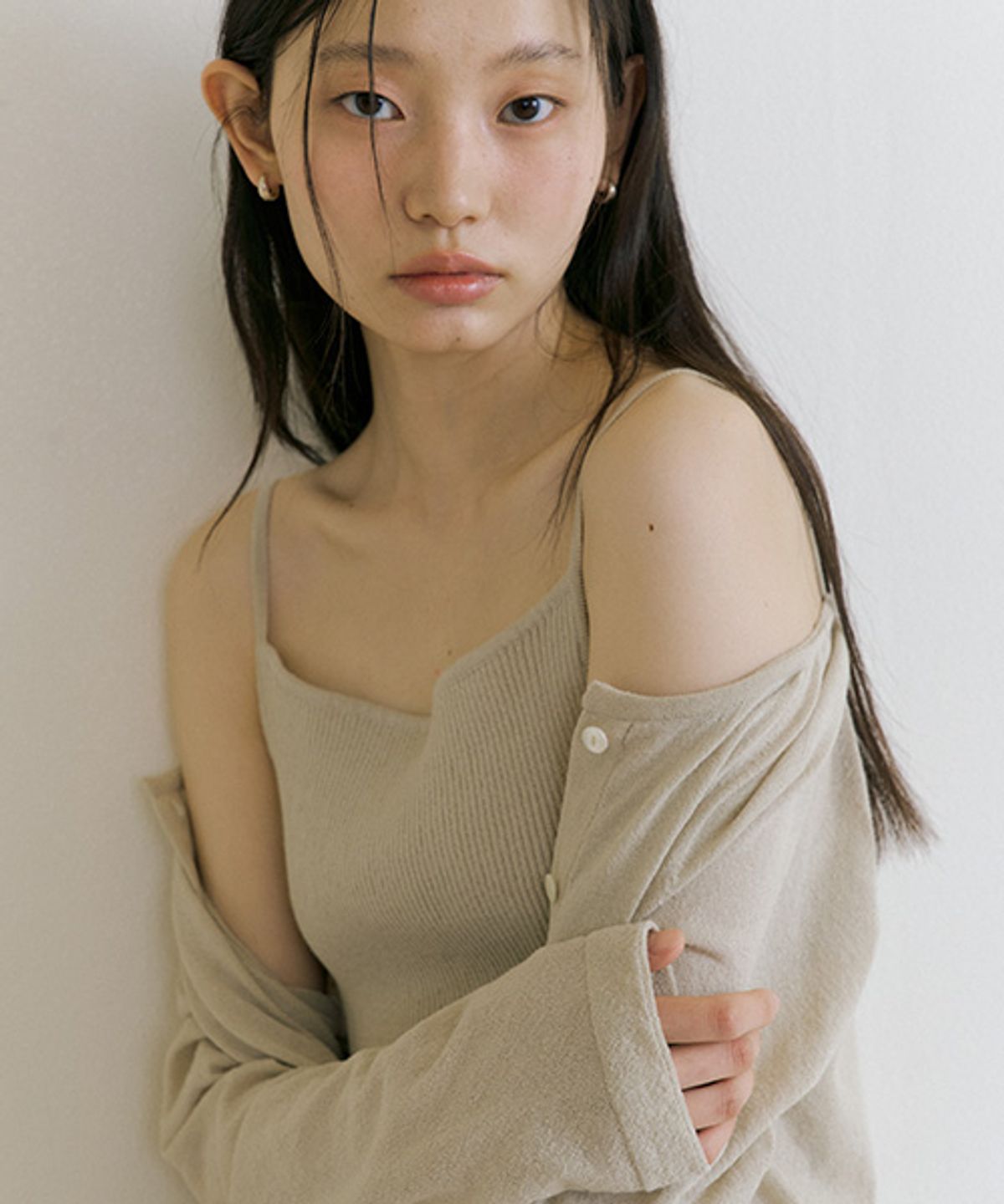 링서울(LINGSEOUL) cotton blended knit cardigan-beige