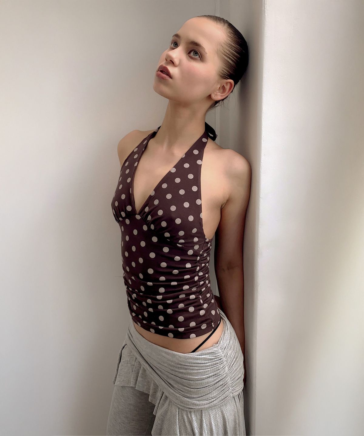스컬프터(SCULPTOR) Dot Halter Top Brown