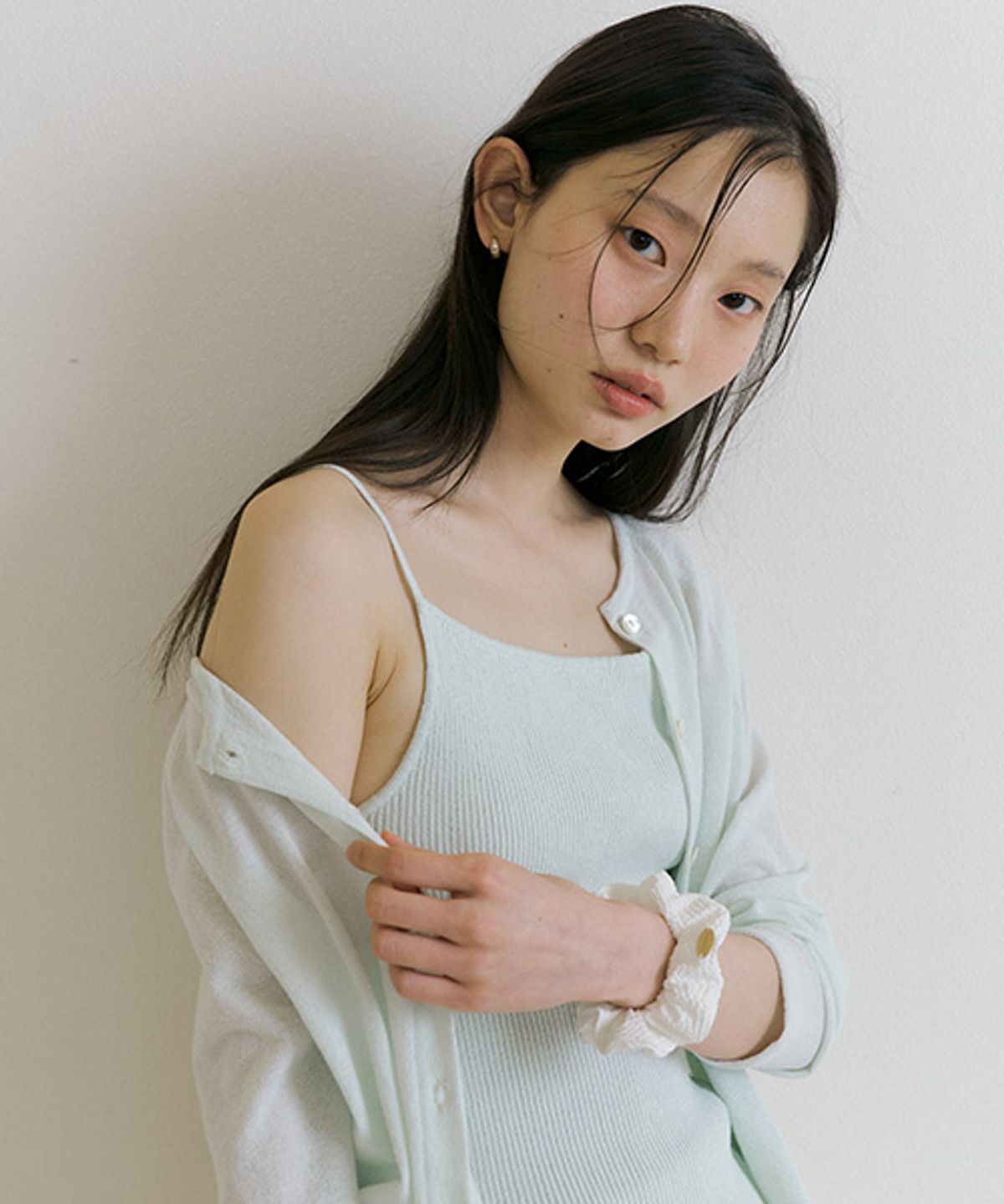 링서울(LINGSEOUL) cotton blended knit cardigan-mint