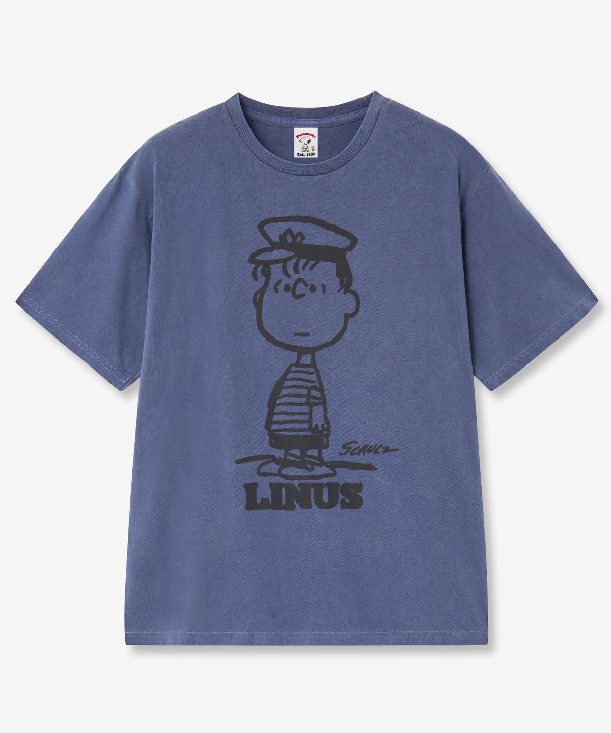 브이투(VTWO) 라이너스 스누피 피그먼트 티셔츠 (NAVY)