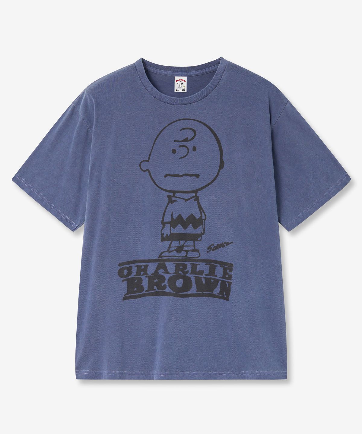 브이투(VTWO) 찰리 브라운 피그먼트 티셔츠 (NAVY)