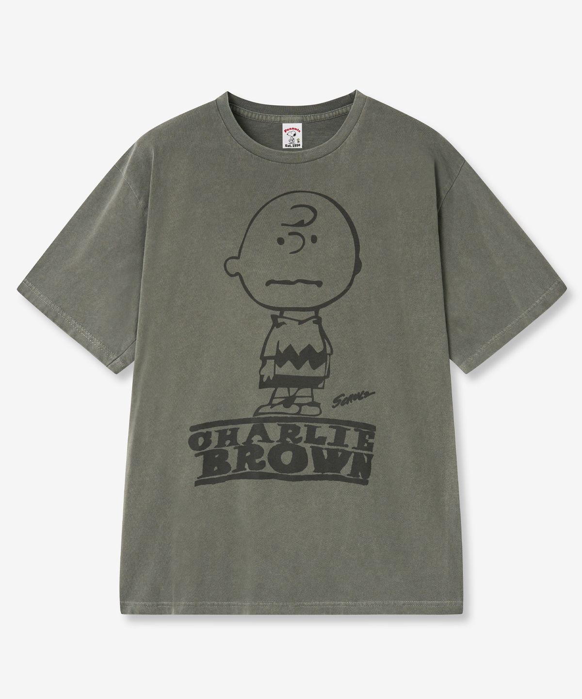 브이투(VTWO) 찰리 브라운 피그먼트 티셔츠 (KHAKI)