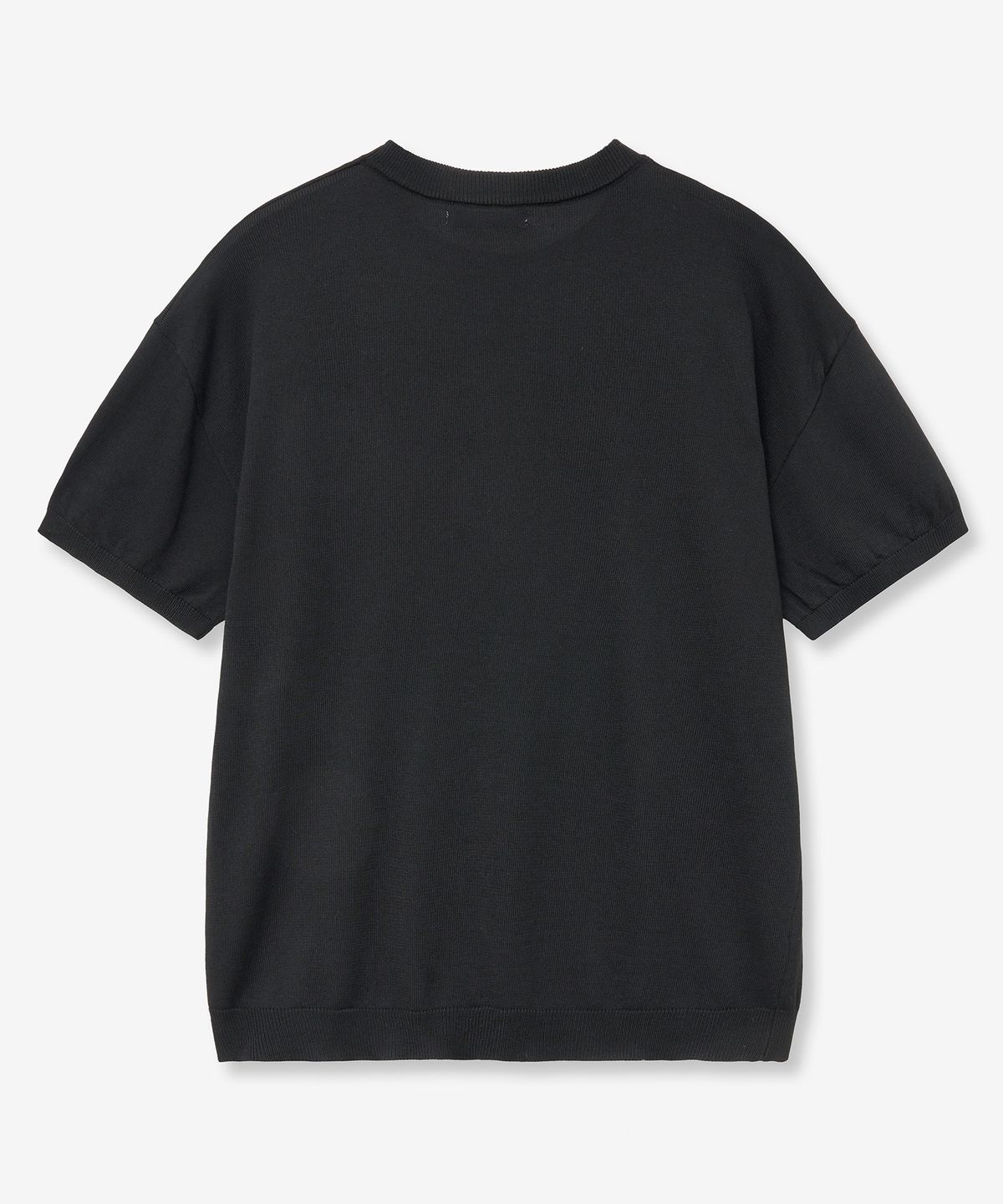브이투(VTWO) 쿨 워셔블 라운드 넥 하프 니트 (BLACK)