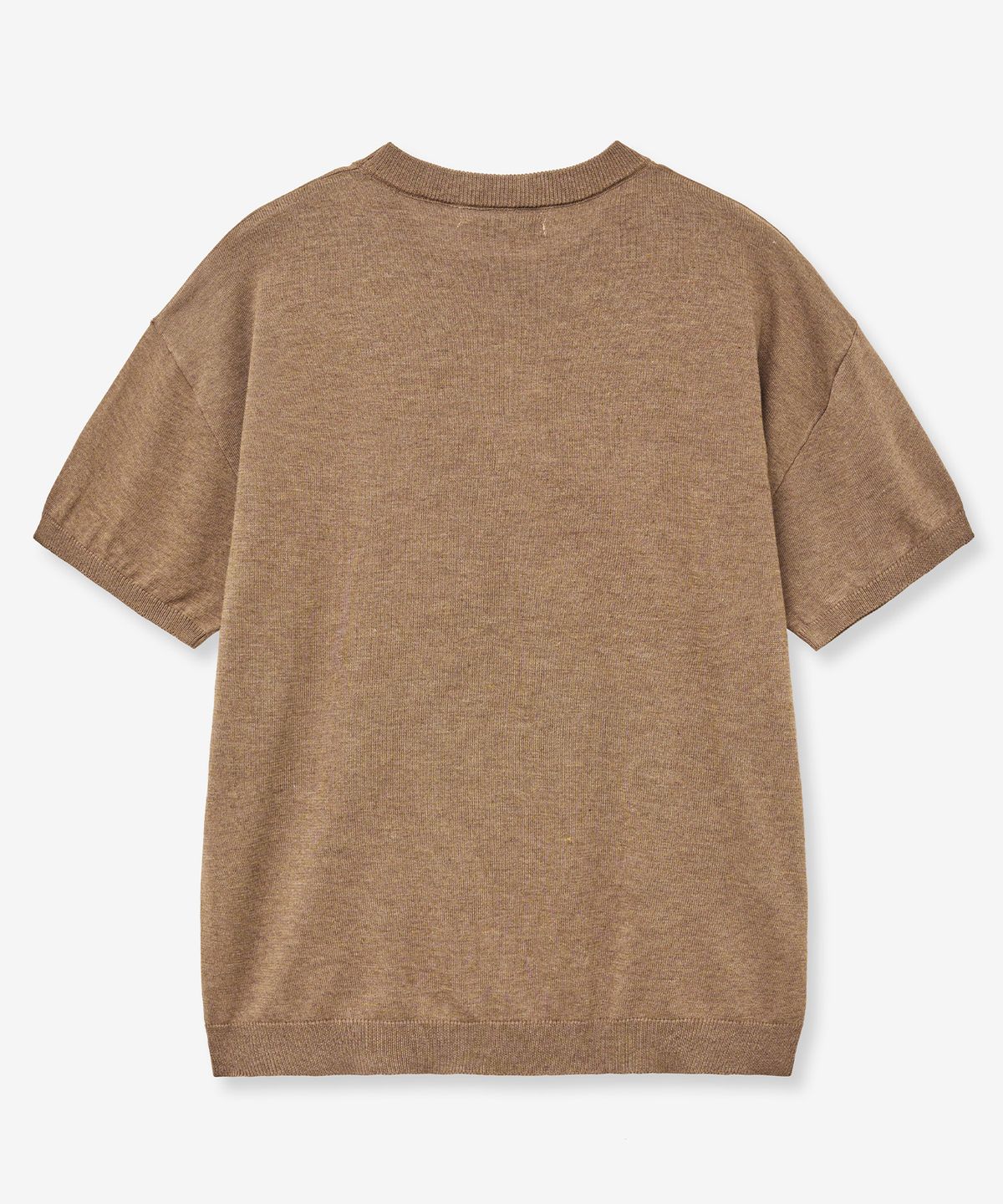 브이투(VTWO) 쿨 워셔블 라운드 넥 하프 니트 (BROWN)
