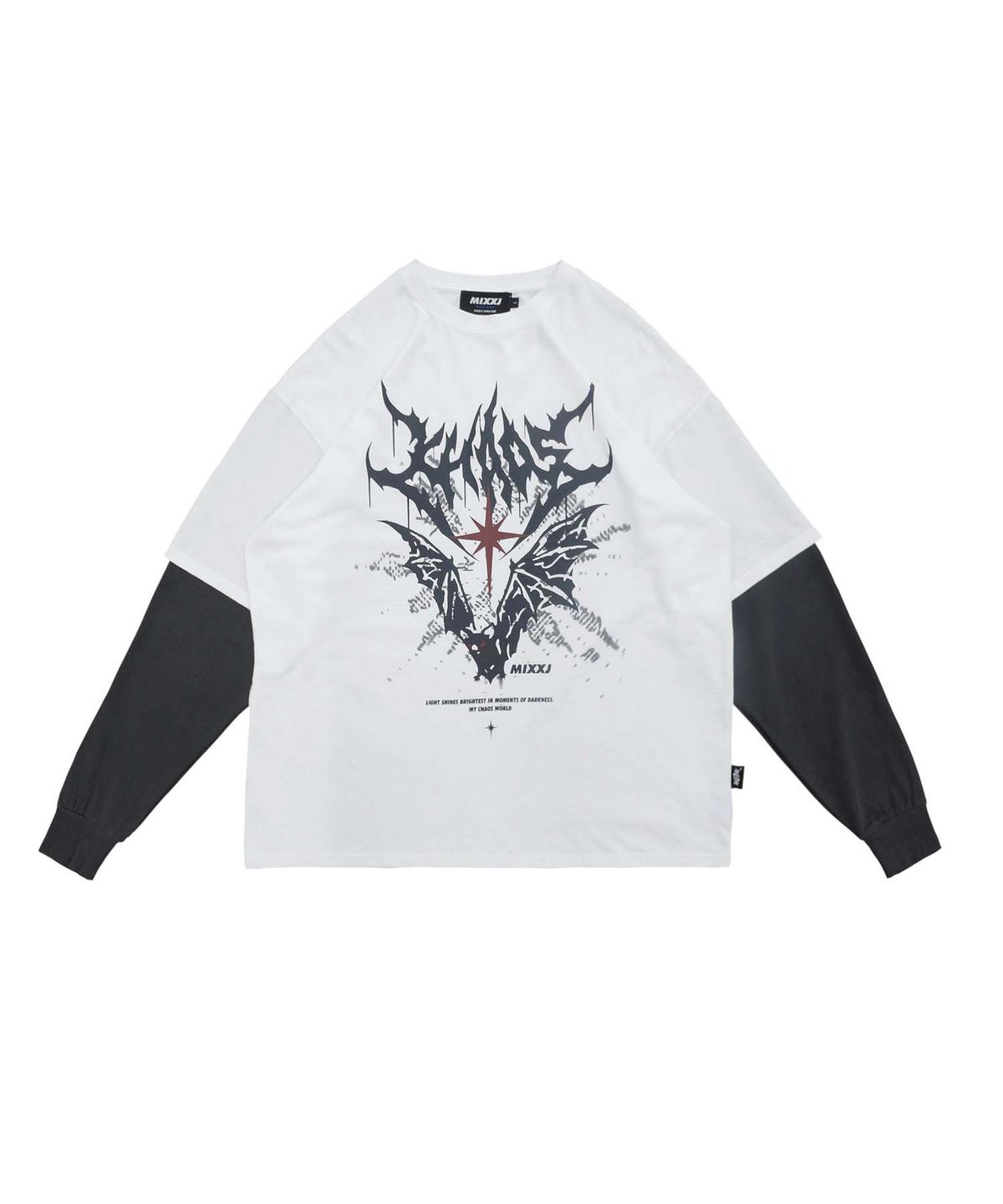 믹쓰제이(MIXXJ) BAT LAYERED LONG SLEEVE (WHITE)