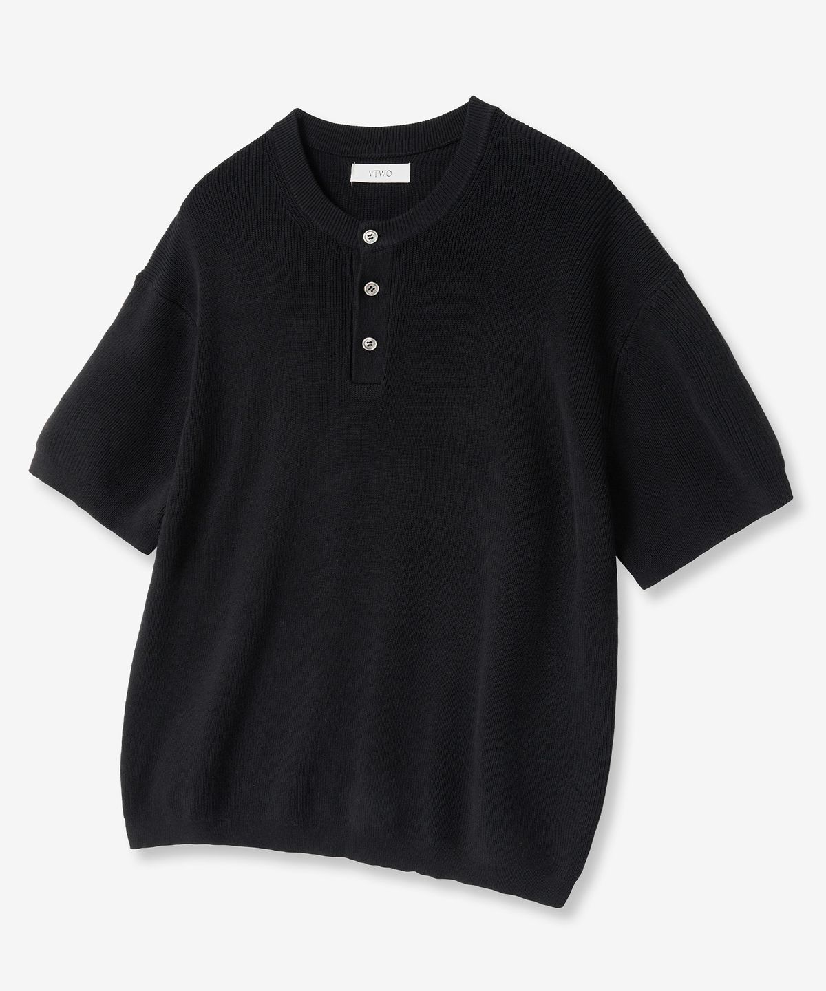 브이투(VTWO) 워셔블 헨리넥 하프 니트 (BLACK)