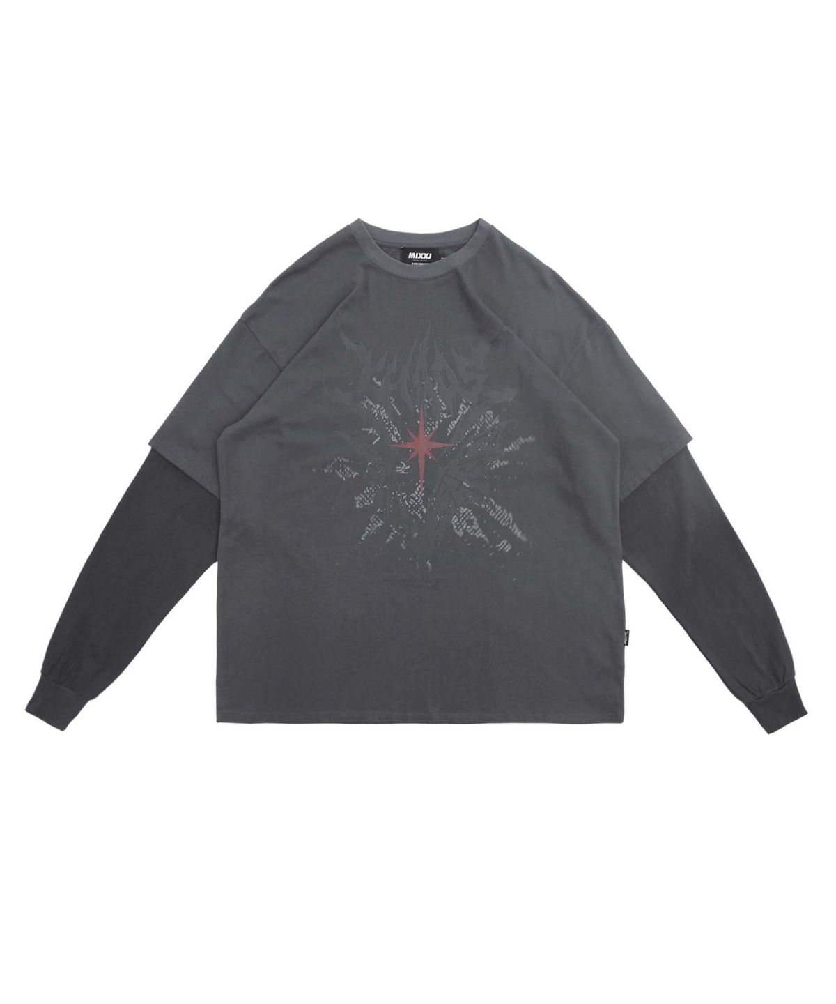 믹쓰제이(MIXXJ) BAT LAYERED LONG SLEEVE (CHARCOAL)