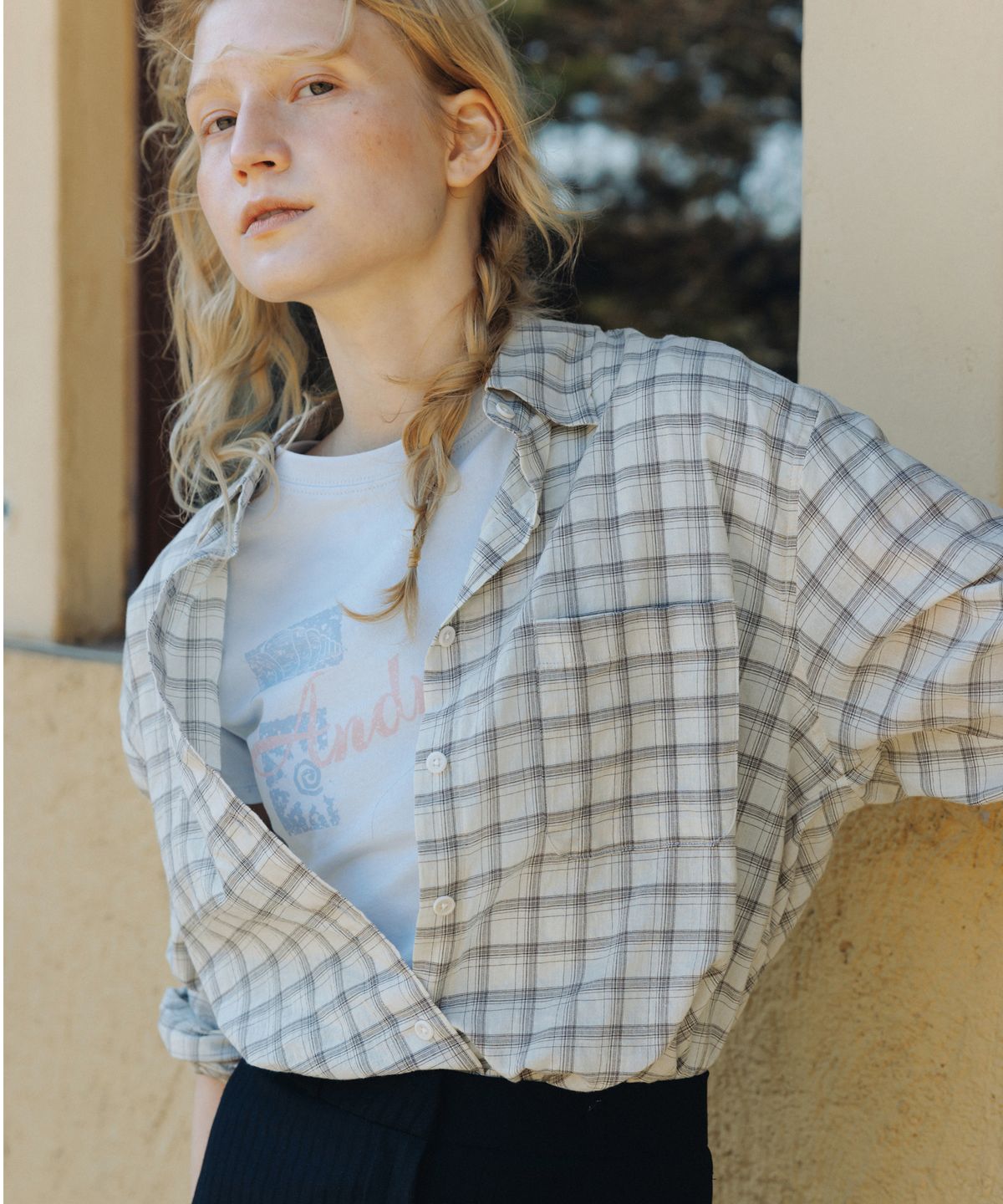 앤니즈(ANDNEEDS) Boho check shirt (beige)