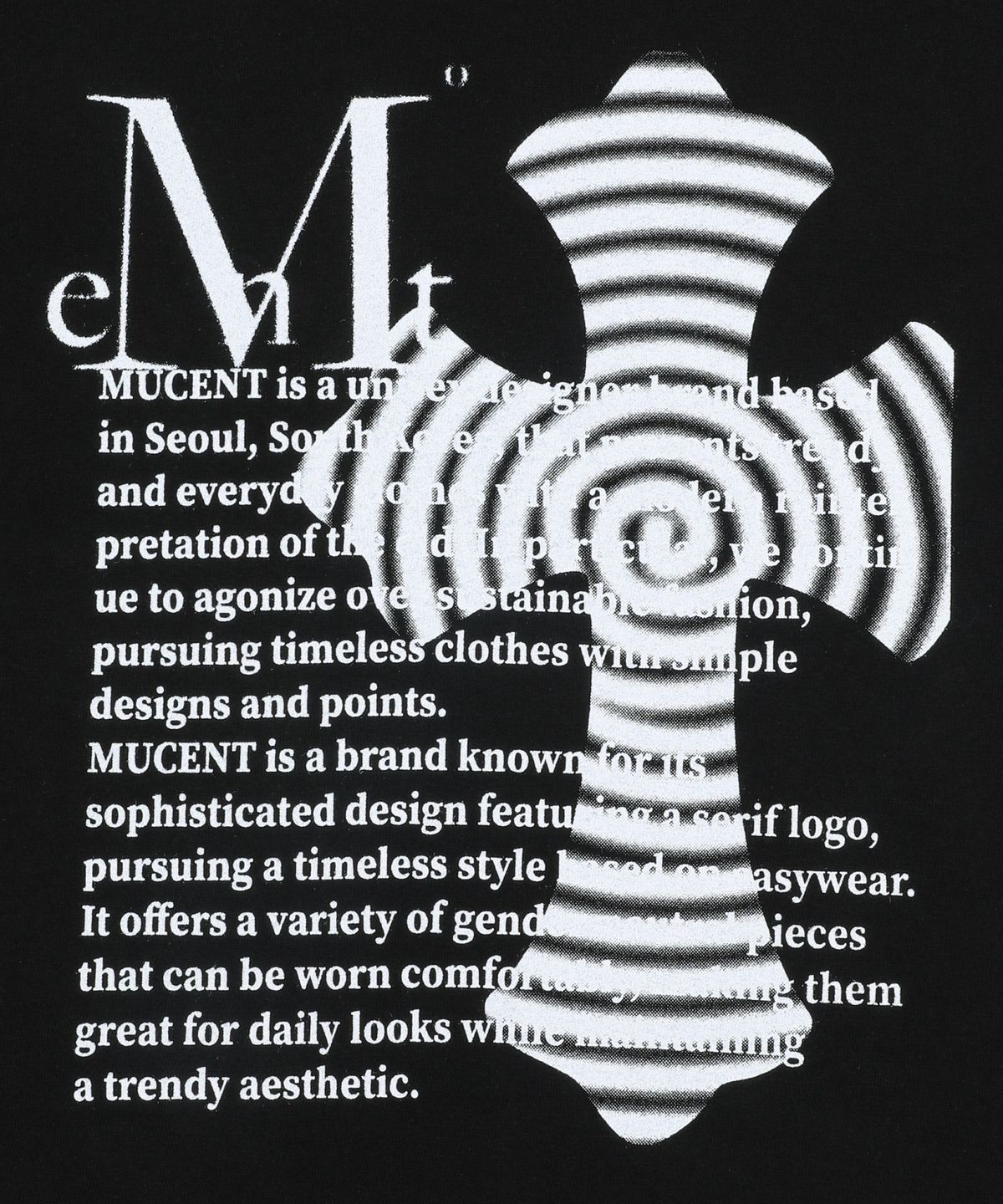 무센트(MUCENT) 실케 십자가 레터링 반팔 티 남녀공용 (2컬러)