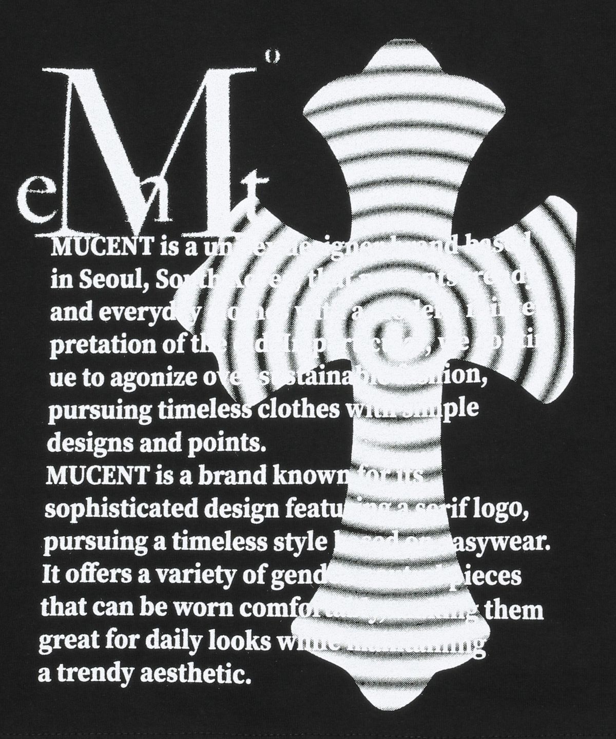 무센트(MUCENT) 실케 십자가 레터링 반팔 티 남녀공용 (2컬러)