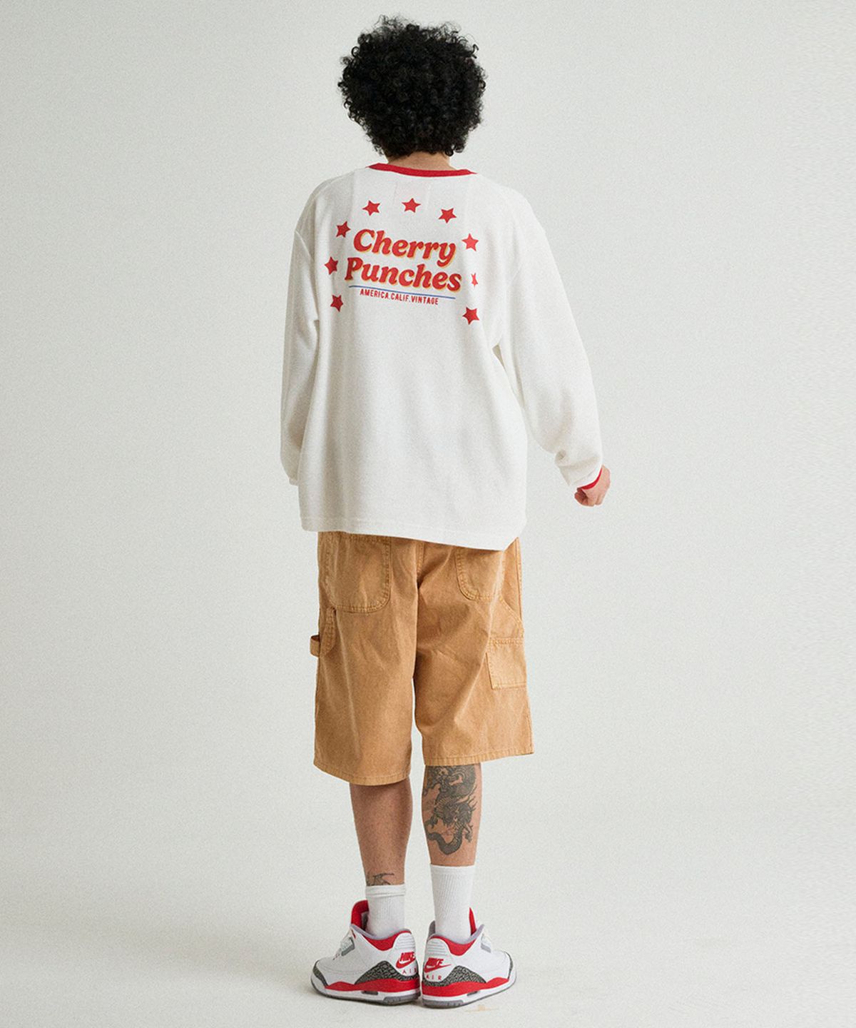 체리 펀치스(CHERRY PUNCHES) 와플 롱슬리브 티셔츠 (오프화이트)