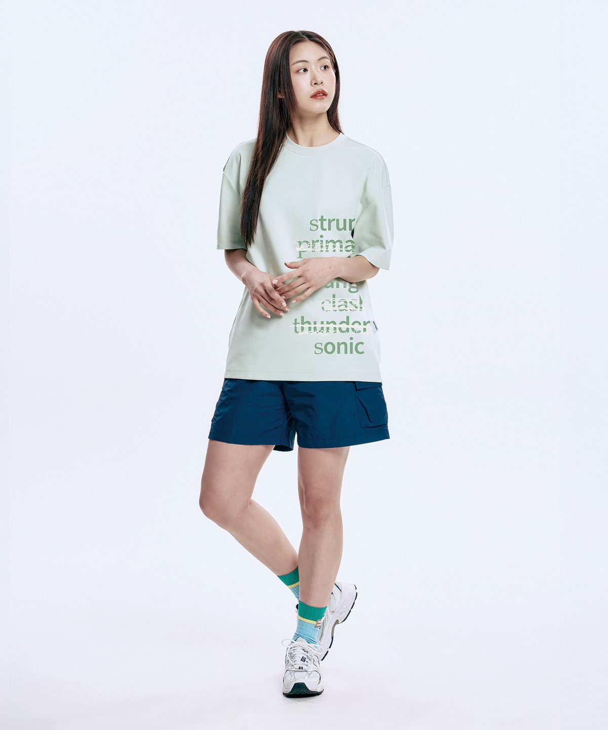 와일드락(WILDROCK) Side Lettering High tension Overfit half T-shirts
