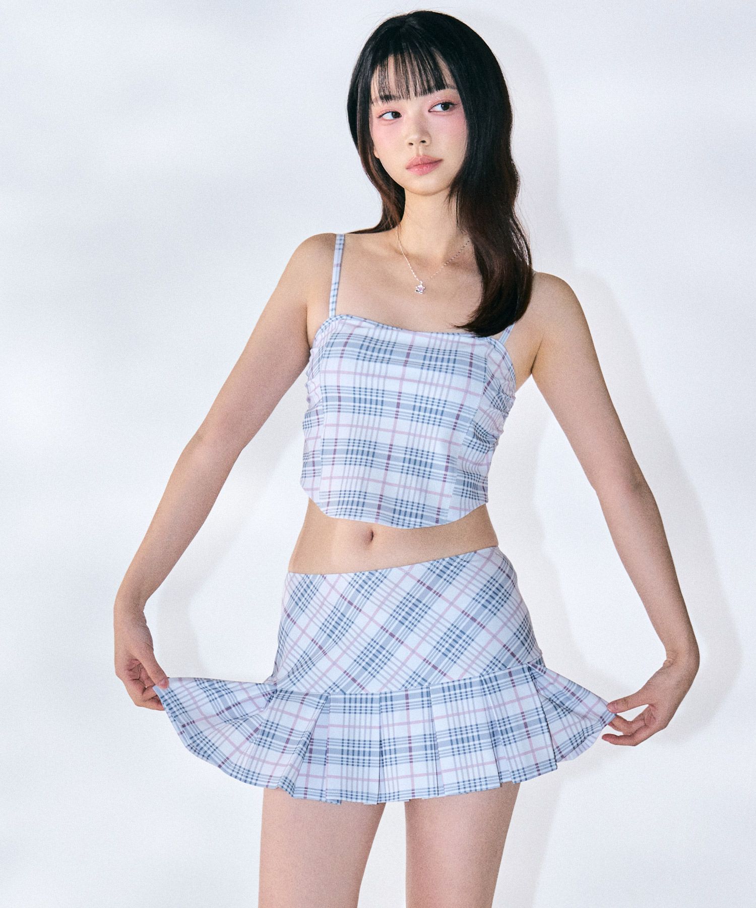 ワンピース水着 [Zeroplanet] Checkered Bustier Bikini Set (3Piece) MUSINSA | ZEROPLANET Check Bustier Bikini Set [NAVY]