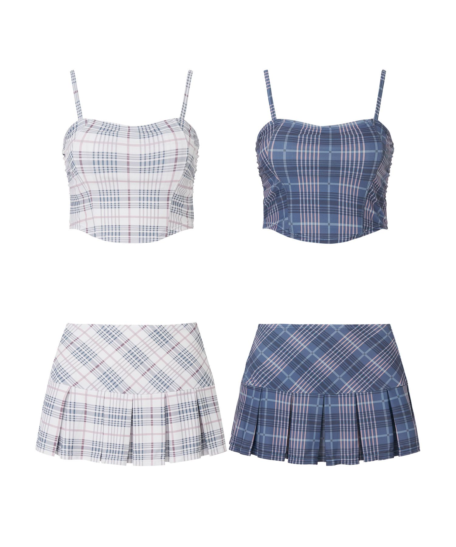ワンピース水着 [Zeroplanet] Checkered Bustier Bikini Set (3Piece) MUSINSA | ZEROPLANET Check Bustier Bikini Set [NAVY]