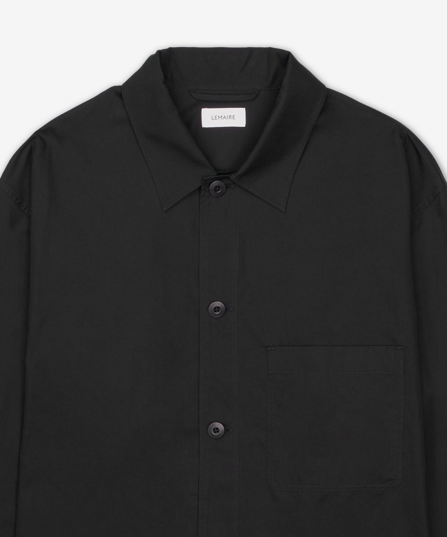 MUSINSA | LEMAIRE Pajama Chest Pocket Cotton Shirt - Caviar