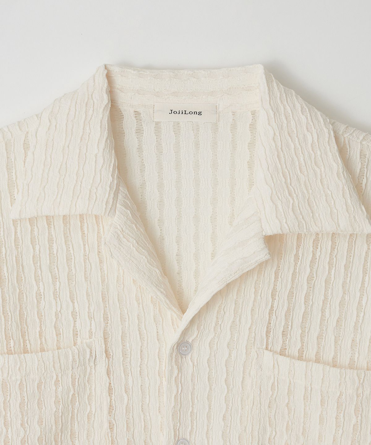 조질롱(JOJILONG) JN160 Crochet Open Collar 1/2 Shirt - IVORY
