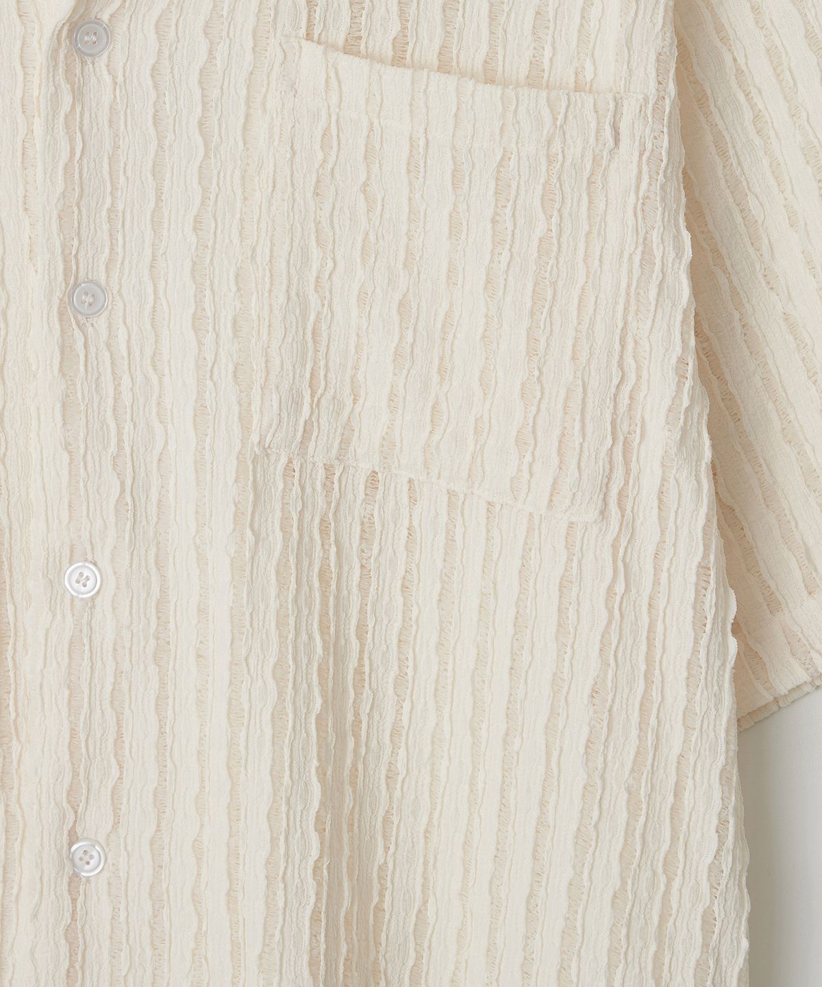 조질롱(JOJILONG) JN160 Crochet Open Collar 1/2 Shirt - IVORY
