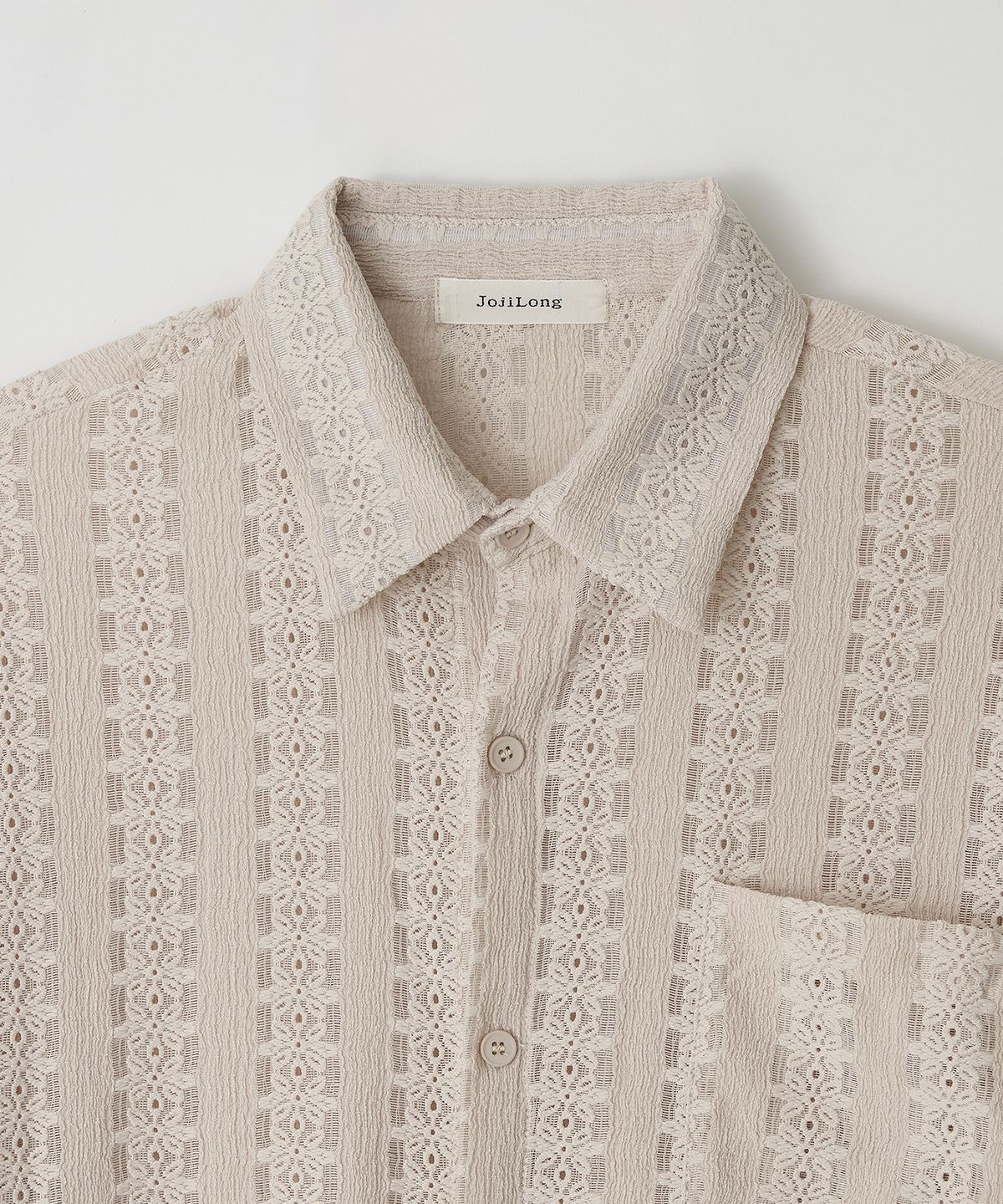 조질롱(JOJILONG) JN161 Crochet Ethnic 1/2 Shirt - BEIGE