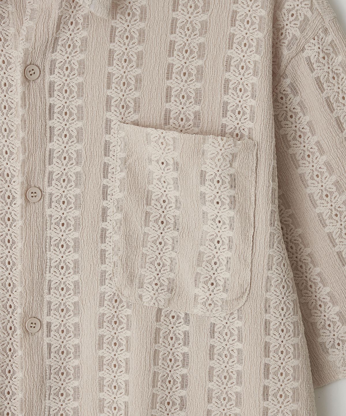 조질롱(JOJILONG) JN161 Crochet Ethnic 1/2 Shirt - BEIGE