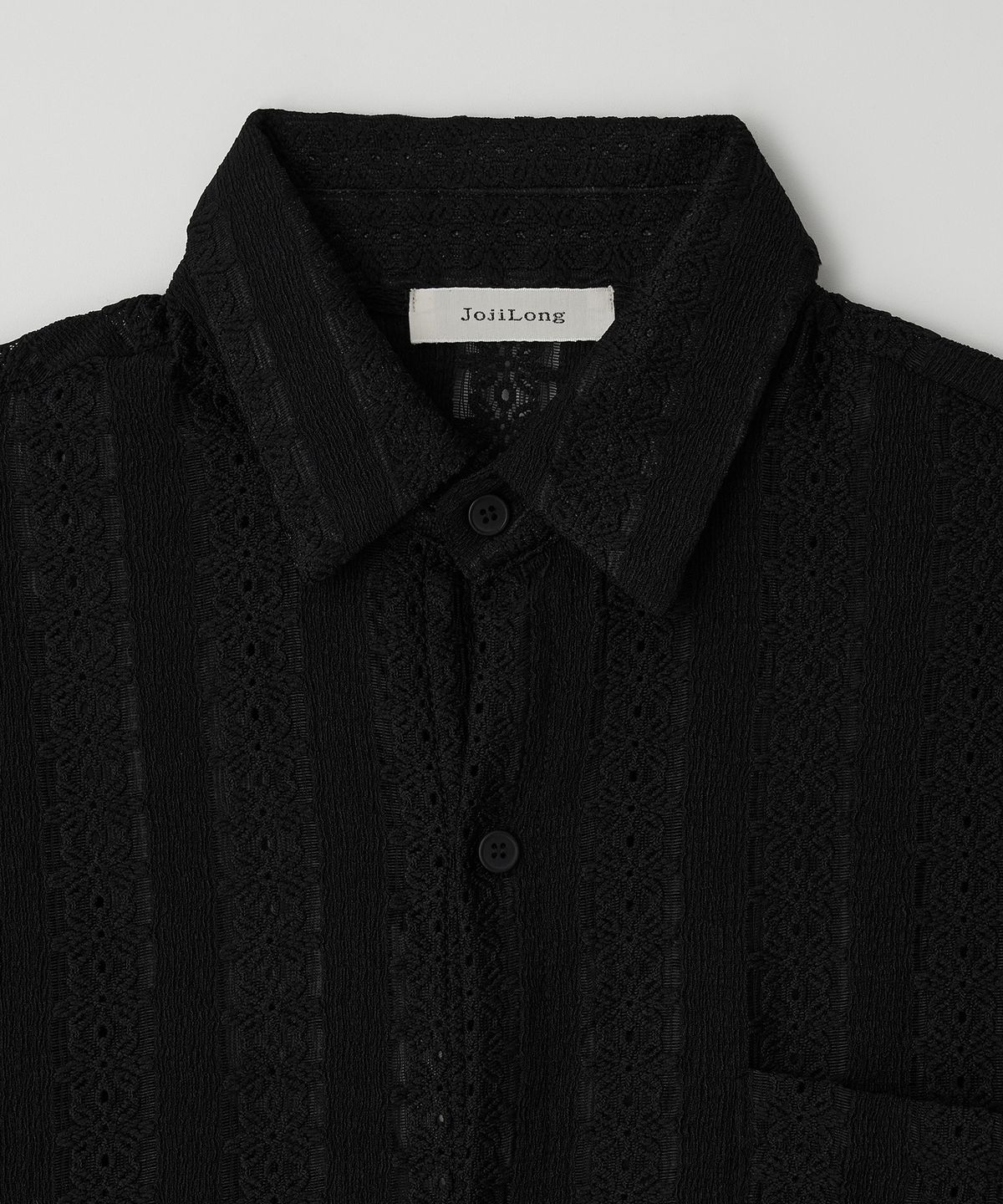 조질롱(JOJILONG) JN161 Crochet Ethnic 1/2 Shirt - BLACK