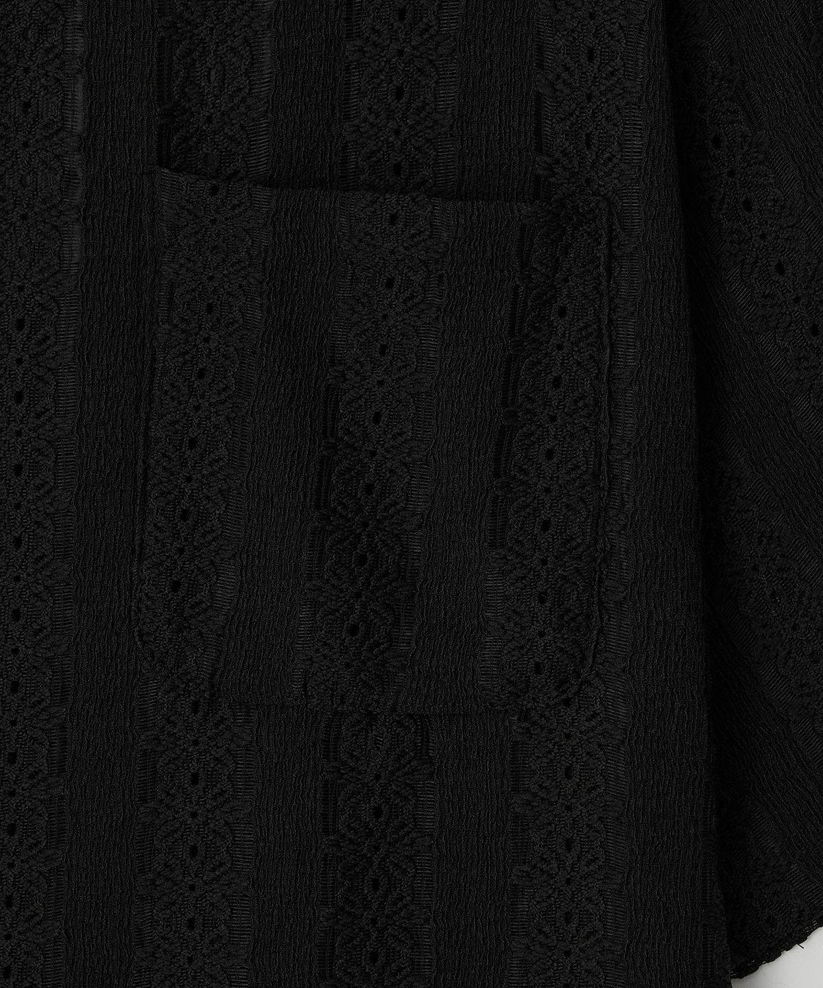 조질롱(JOJILONG) JN161 Crochet Ethnic 1/2 Shirt - BLACK