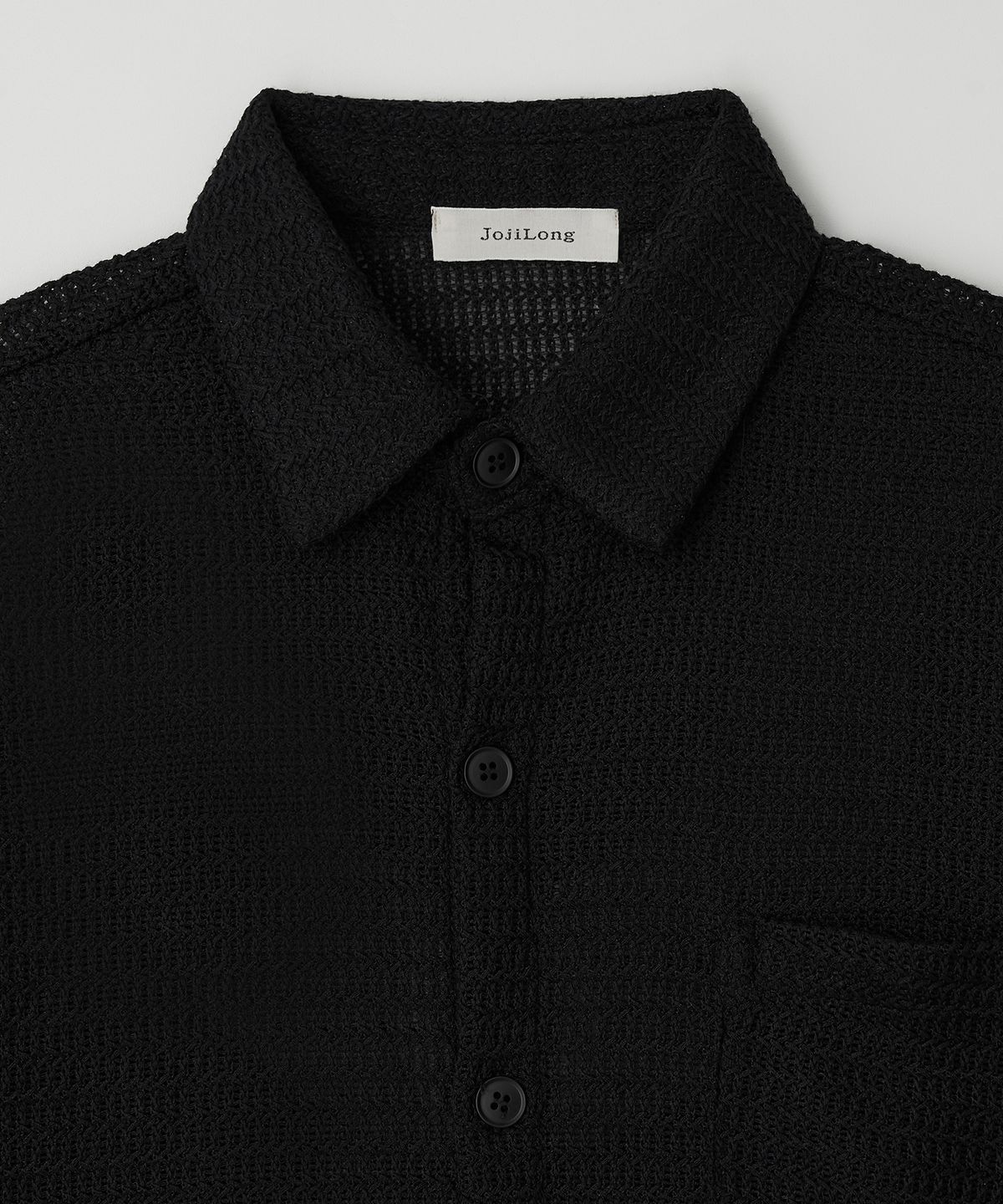 조질롱(JOJILONG) JN162 Crochet Nep 1/2 Shirt - BLACK
