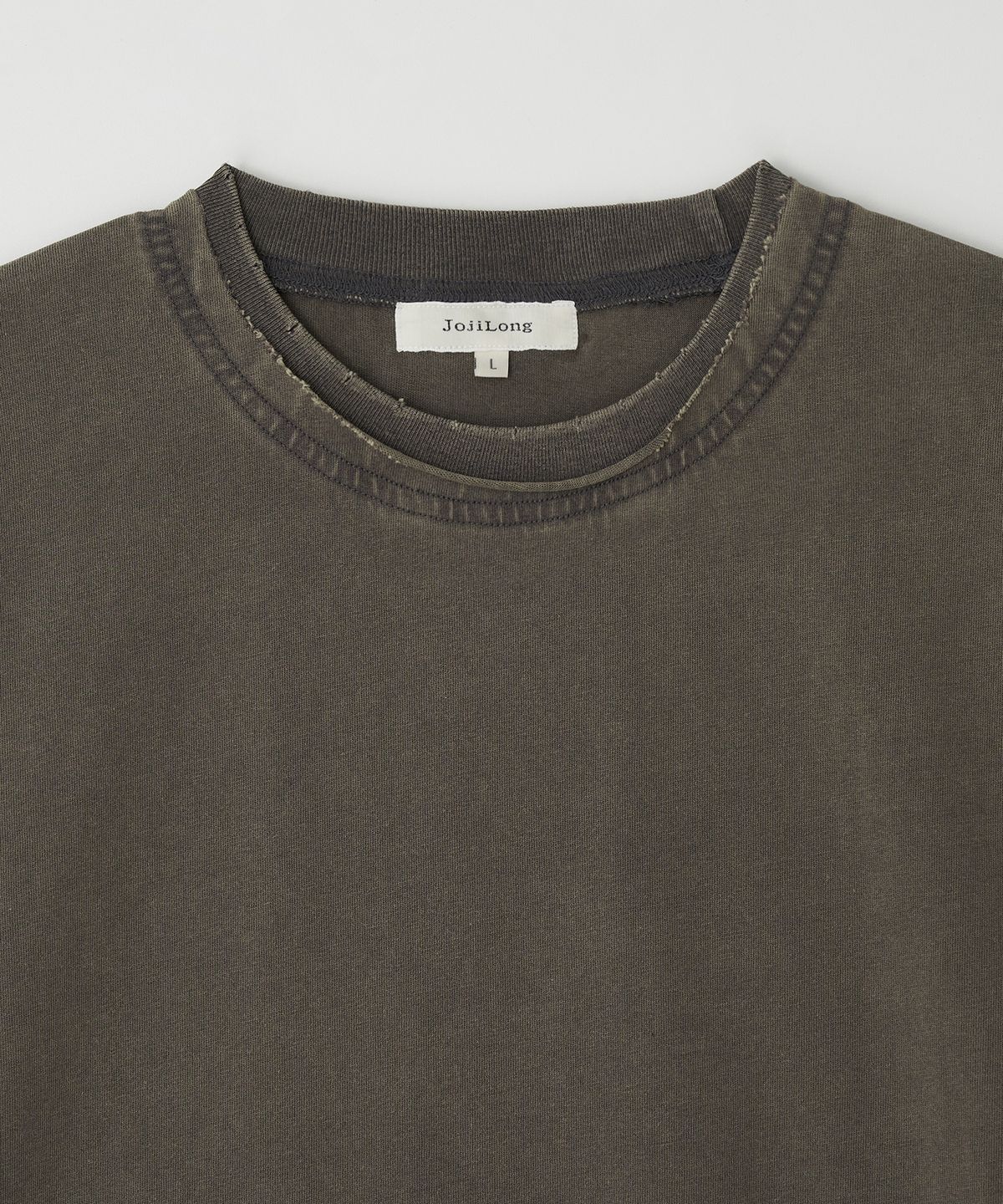 조질롱(JOJILONG) JN103 Distress Old T-Shirt - KHAKI BROWN