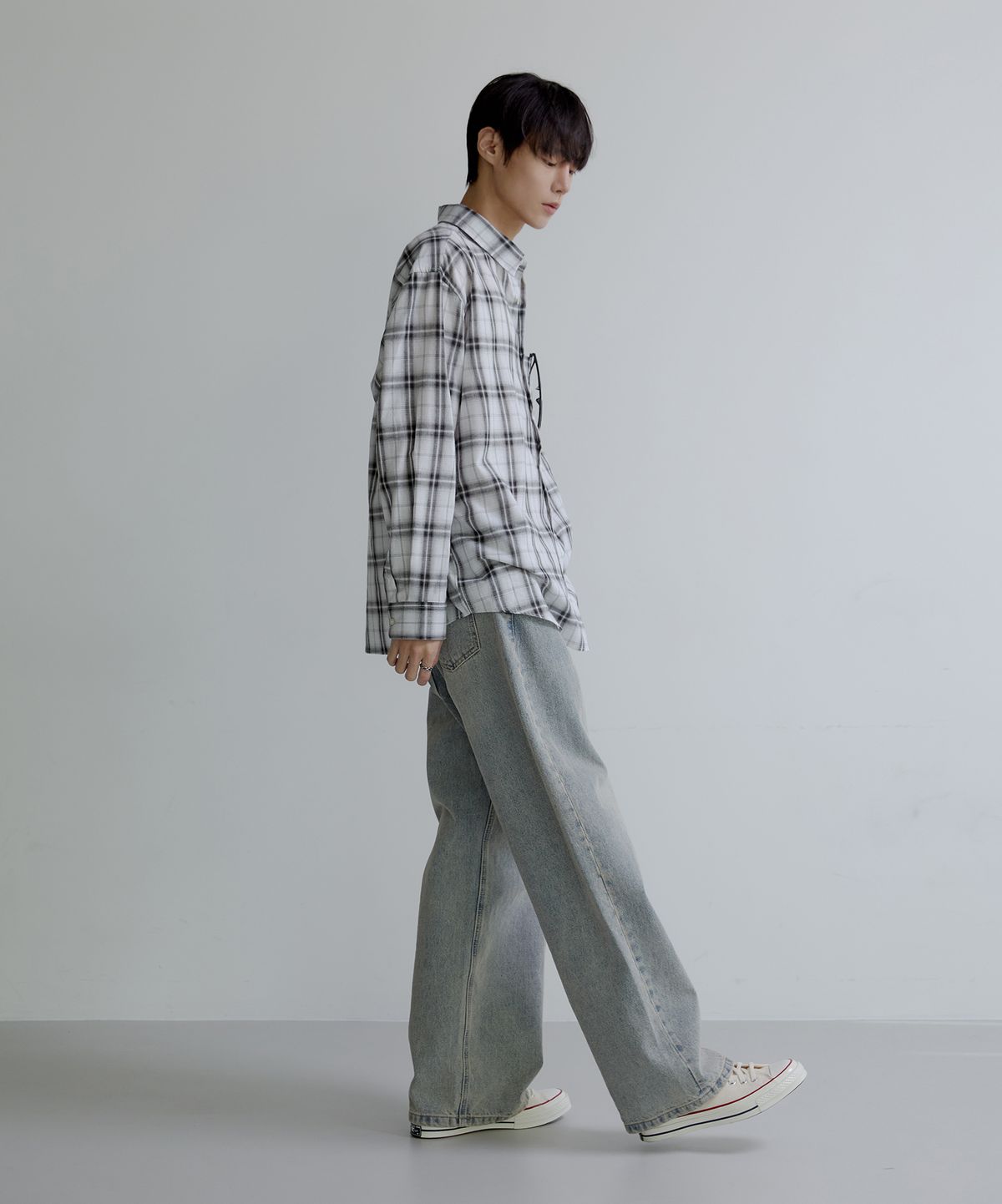 노드유(NODU) 와이드 워싱 데님 팬츠 [라이트블루]