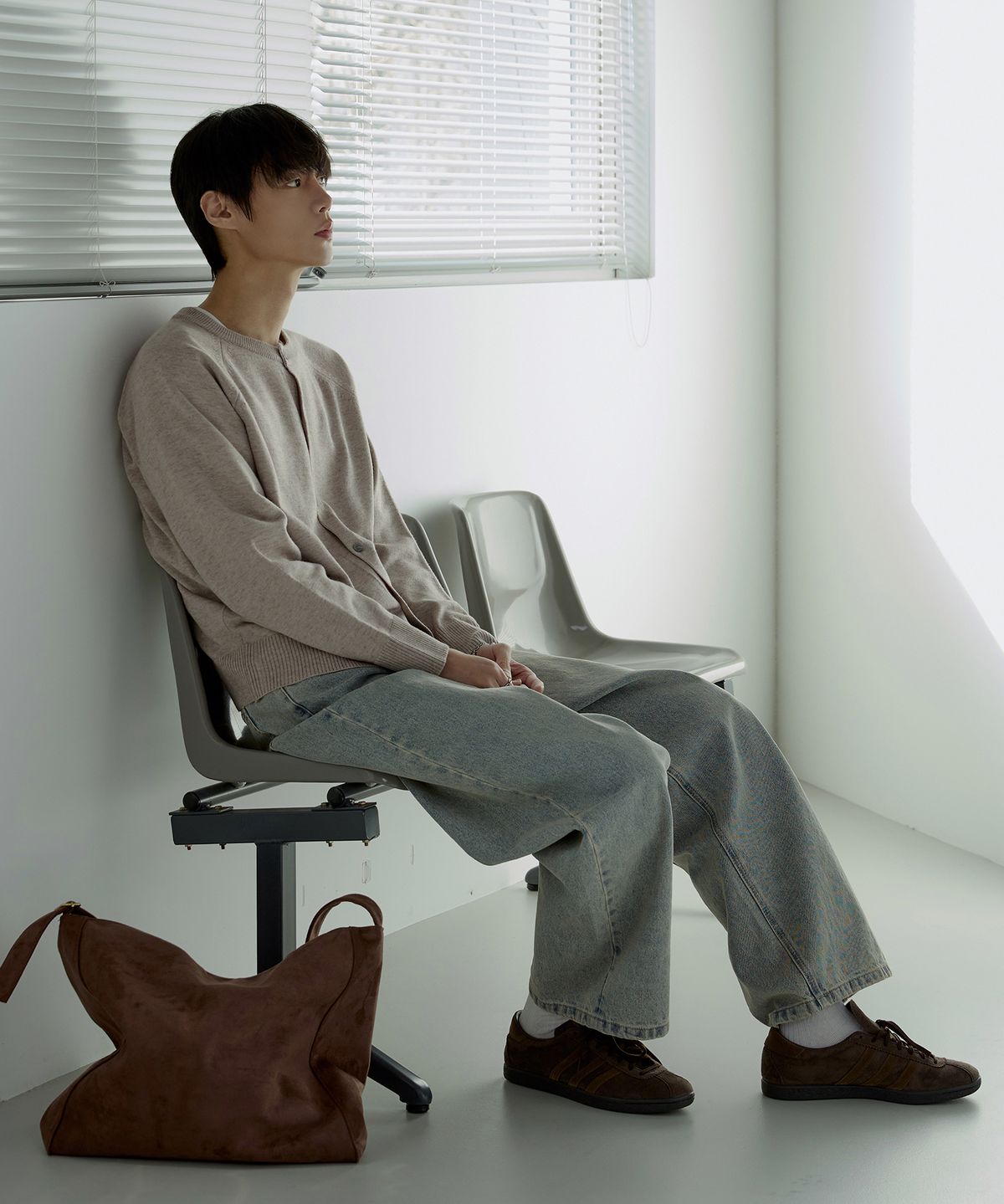 노드유(NODU) 와이드 워싱 데님 팬츠 [라이트블루]