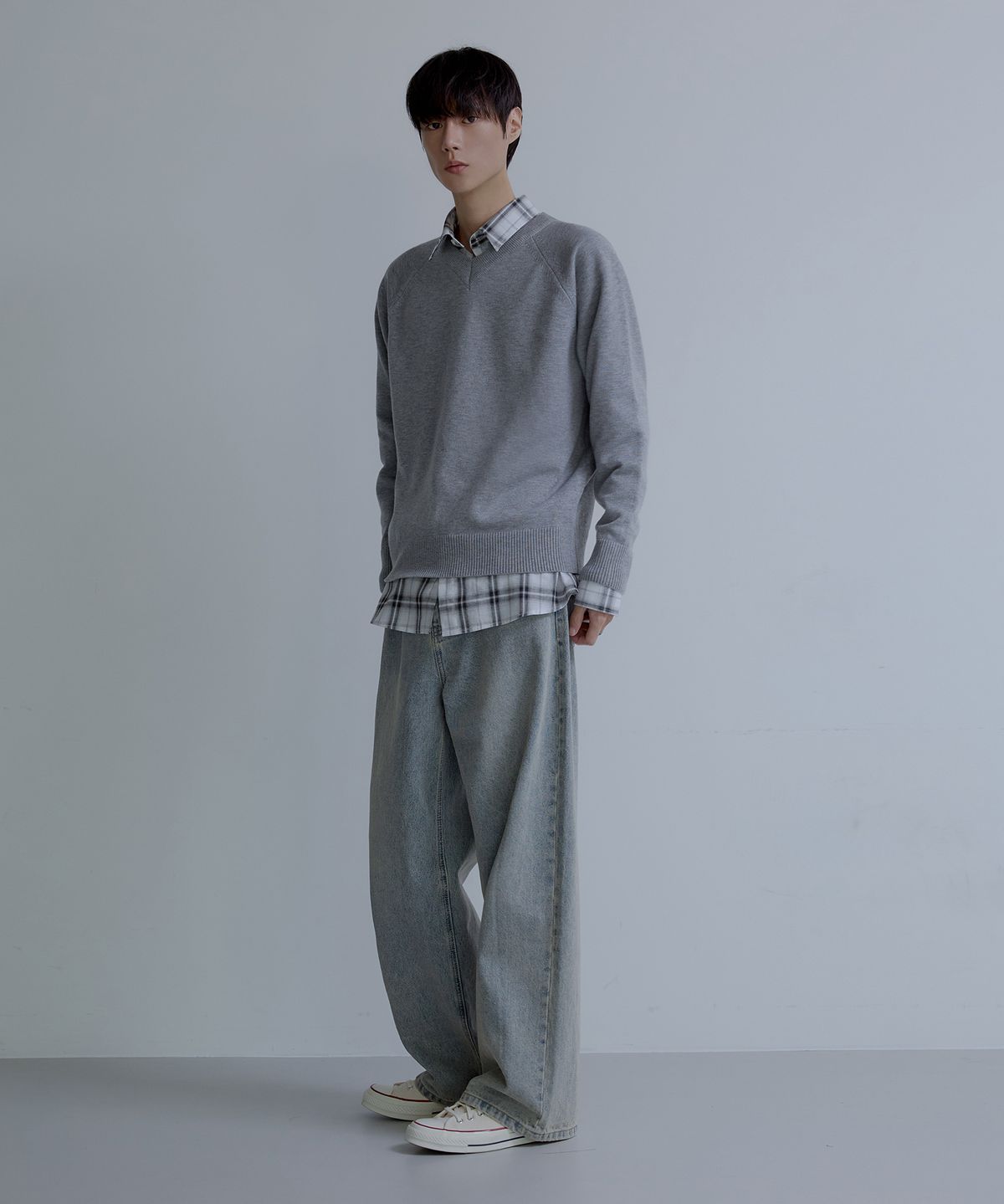 노드유(NODU) 와이드 워싱 데님 팬츠 [라이트블루]