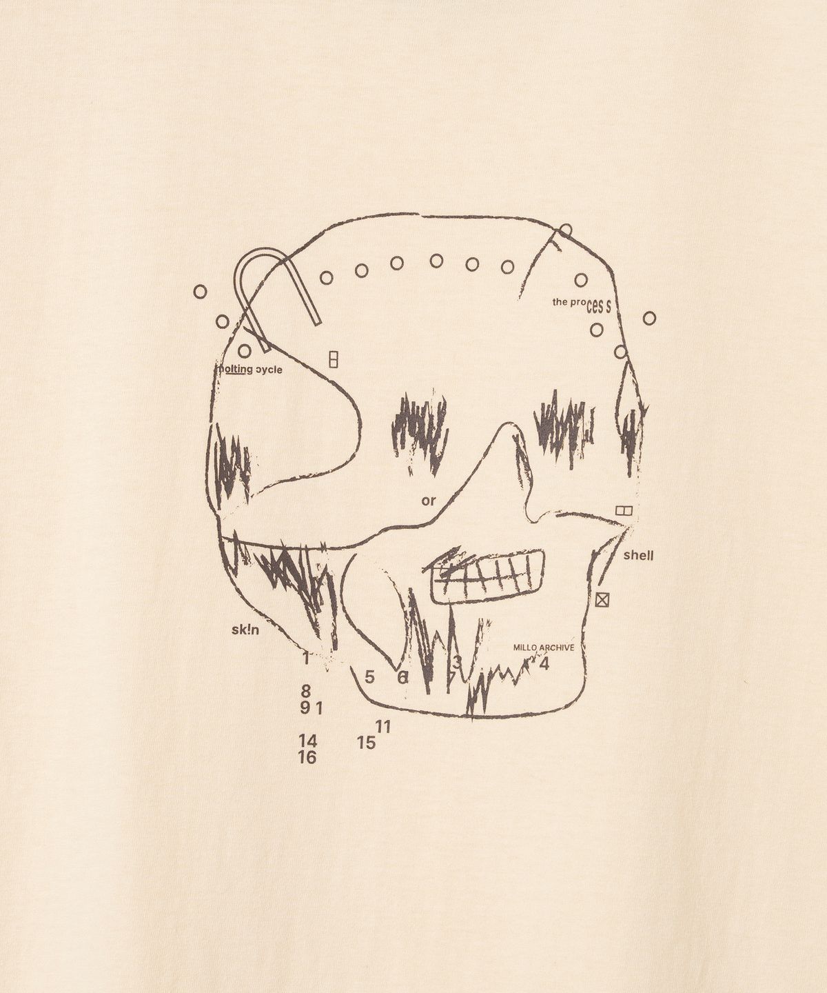 밀로 아카이브(MILLO ARCHIVE) 몰팅 사이클 티셔츠 [크림]
