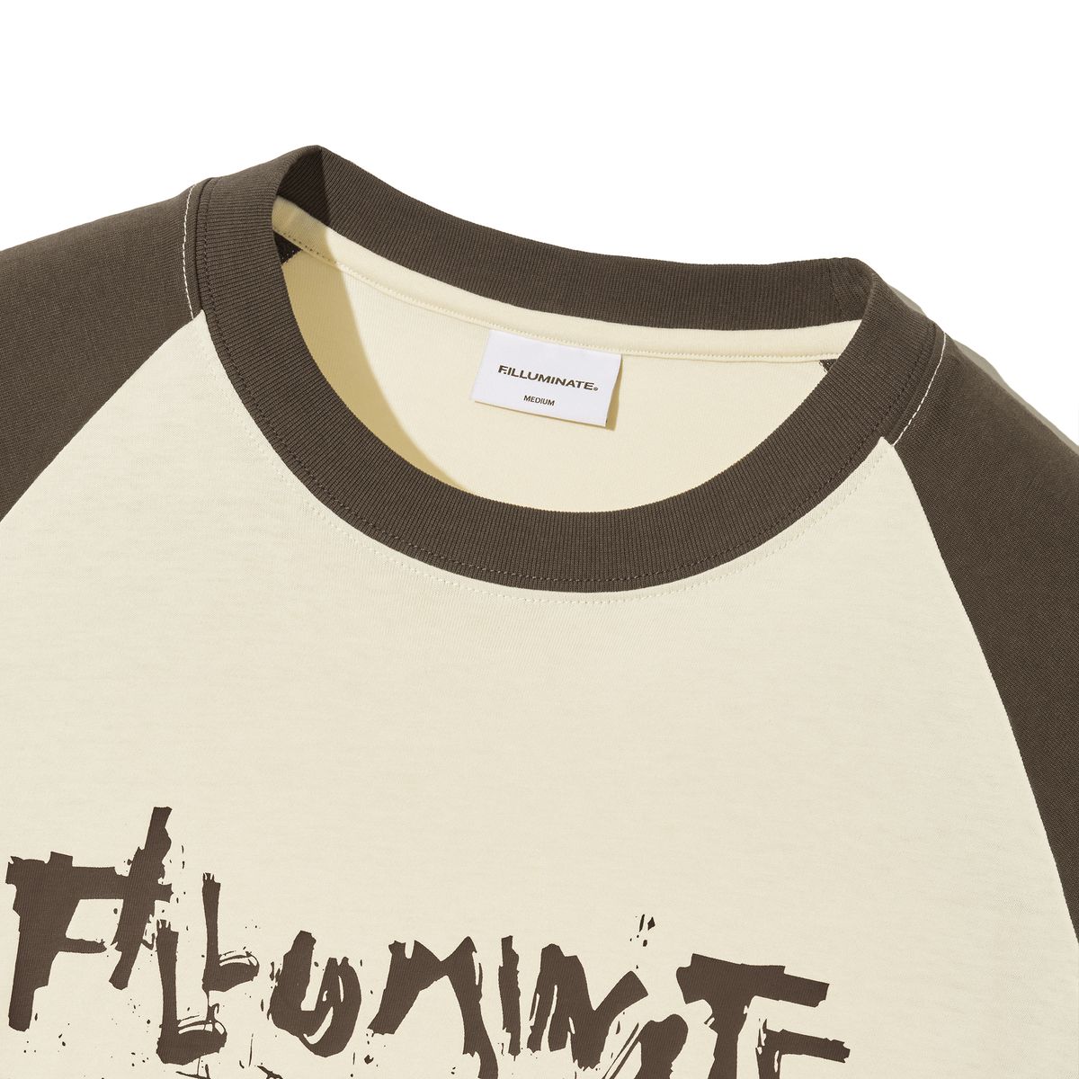 필루미네이트(FILLUMINATE) 메스 래글런 티셔츠-브라운