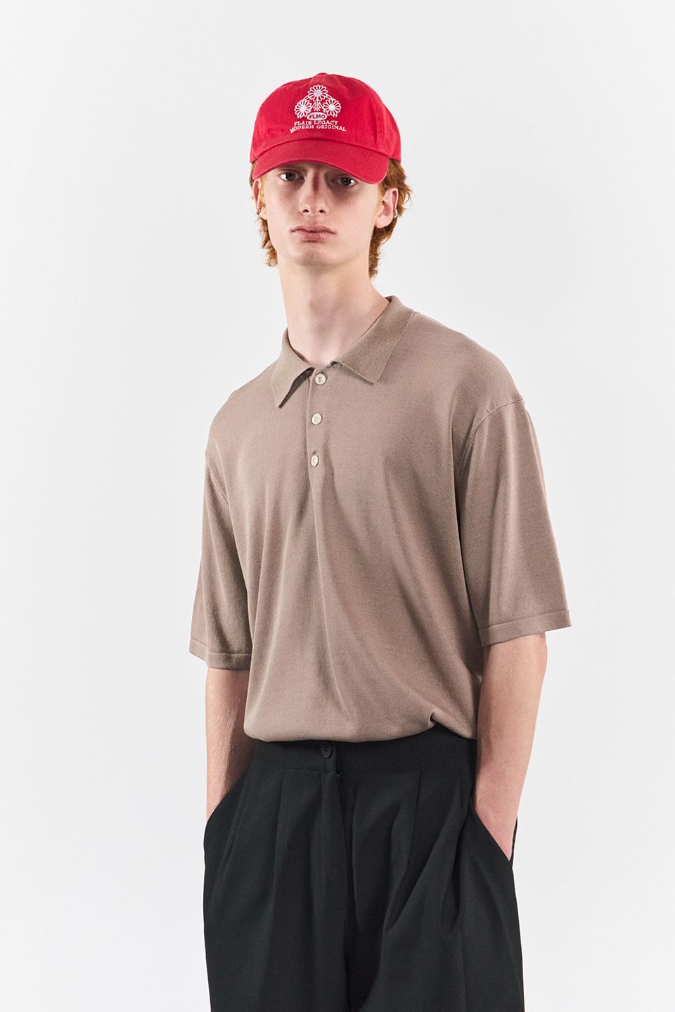 MUSINSA公式 | BLACK MOMENT レーヨンブレンドニットポロシャツ[モカ