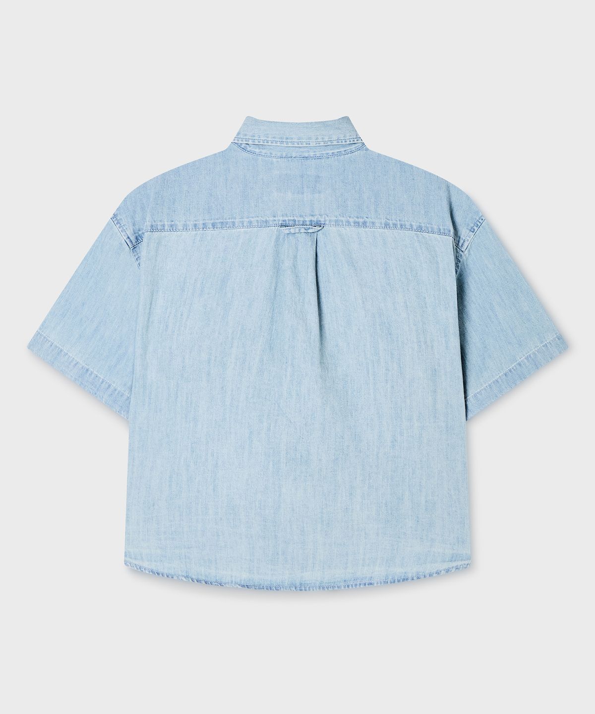 후아유(WHO.A.U) Steve Denim Crop Short Sleeve Shirts / WHYJG2522F